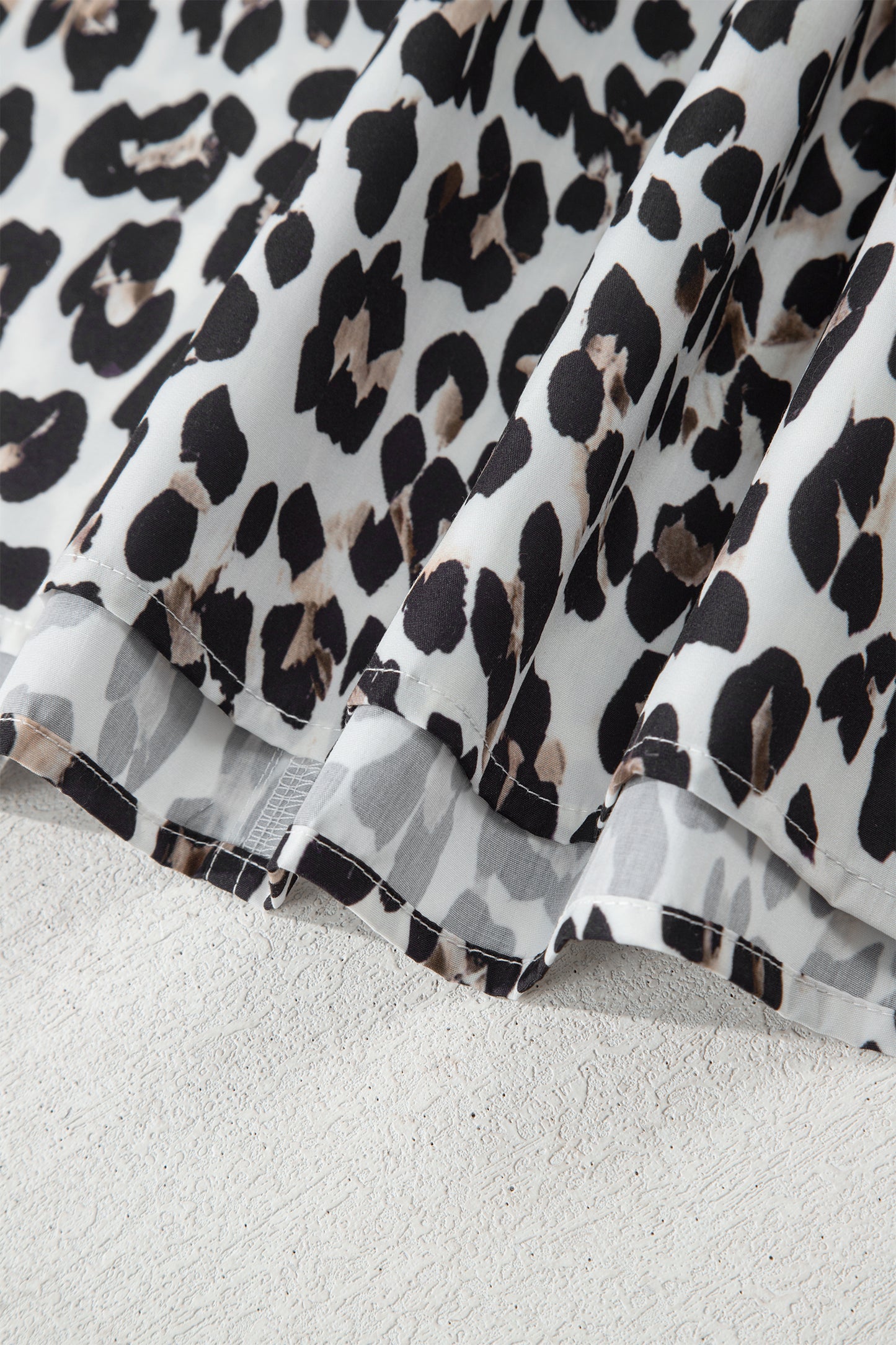 Multicolour Leopard Print Contrast Trim Button Split Neck Plus Long Sleeve Top-Plus Size/Plus Size Tops/Plus Size Long Sleeve Tops-[Adult]-[Female]-2022 Online Blue Zone Planet