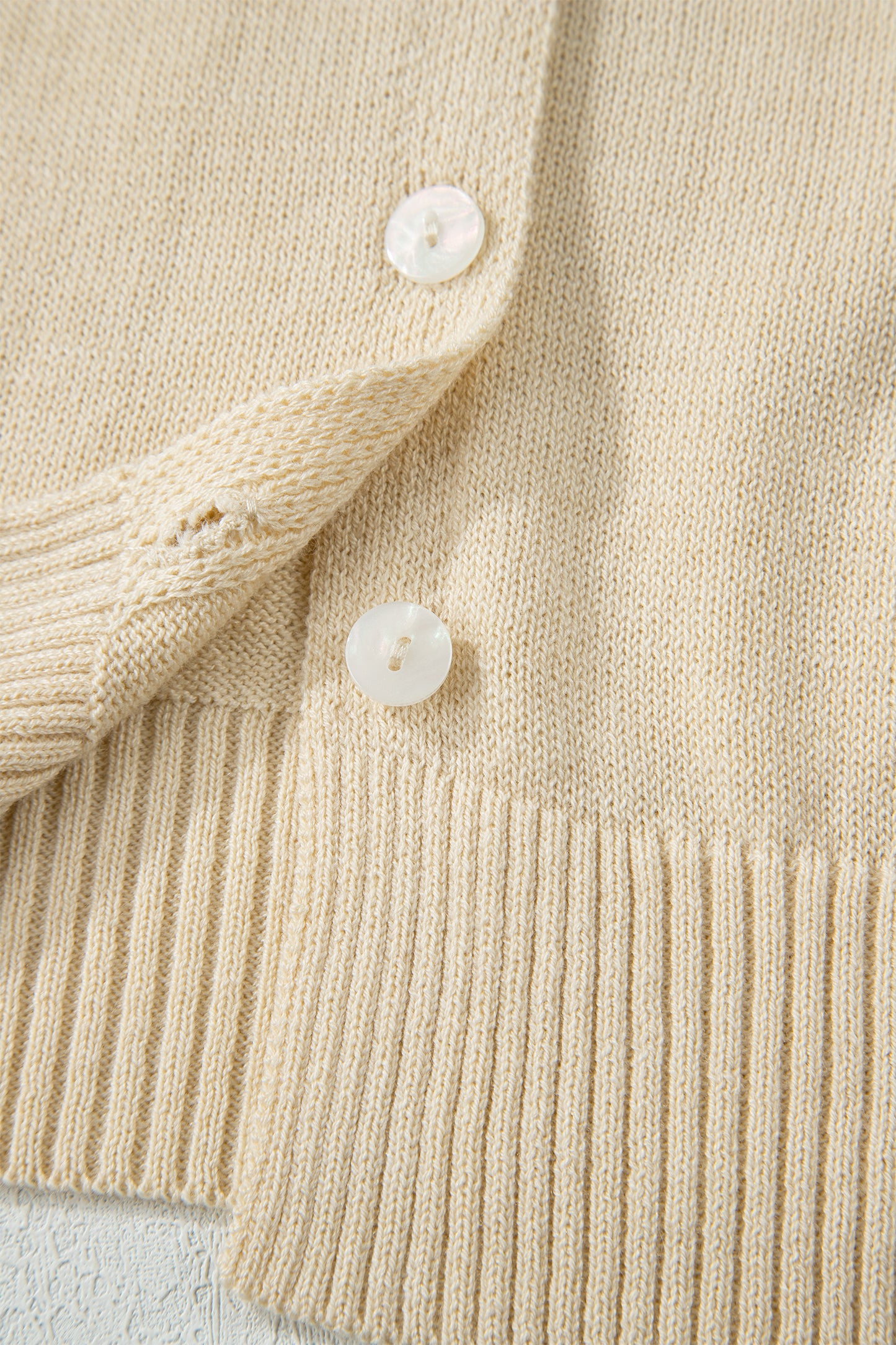 Apricot Buttoned Front Rolled Hem Cap Sleeve Sweater Top-TOPS / DRESSES-[Adult]-[Female]-2022 Online Blue Zone Planet