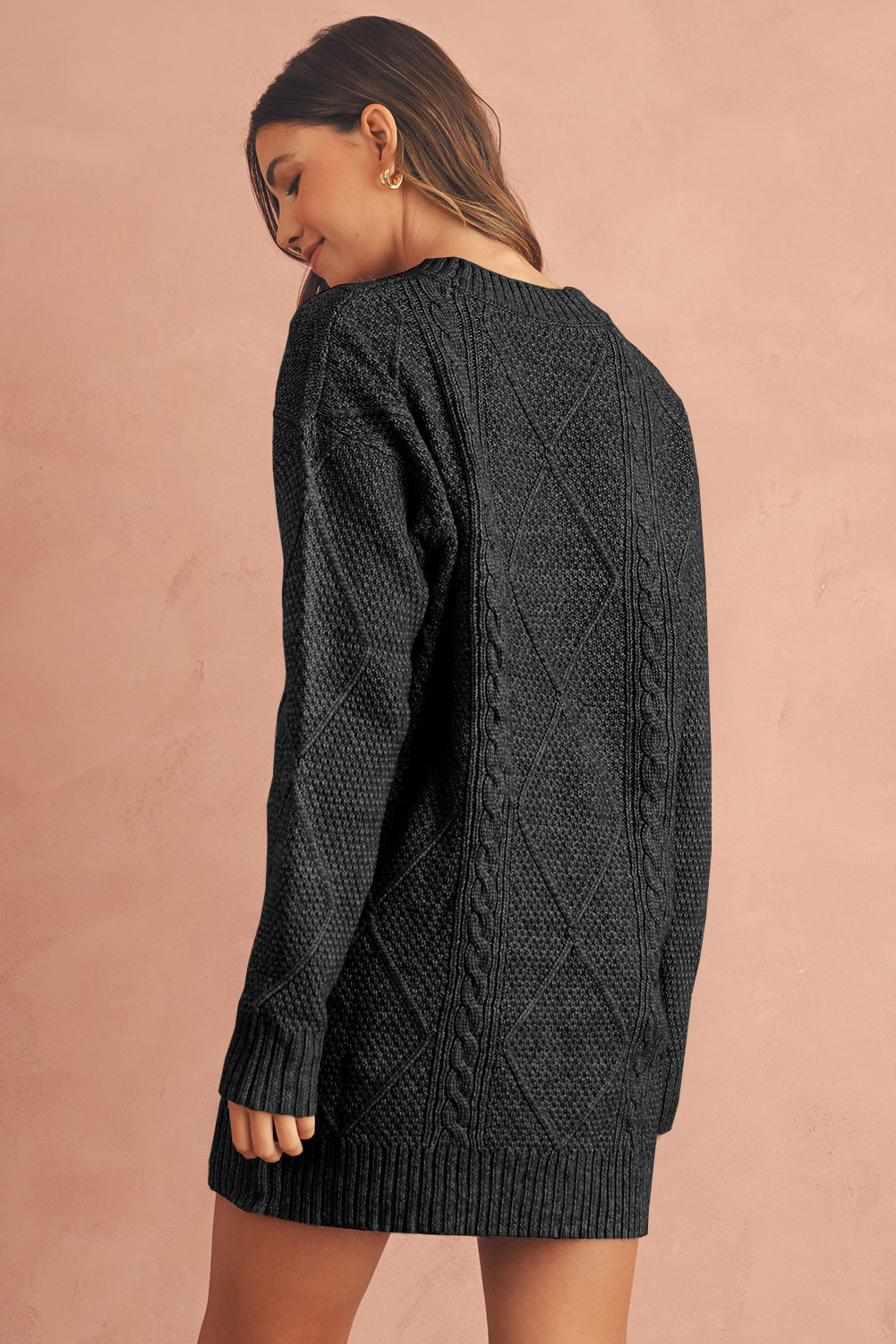 black loose sweater dress Winter Views Sweater Dress In Black