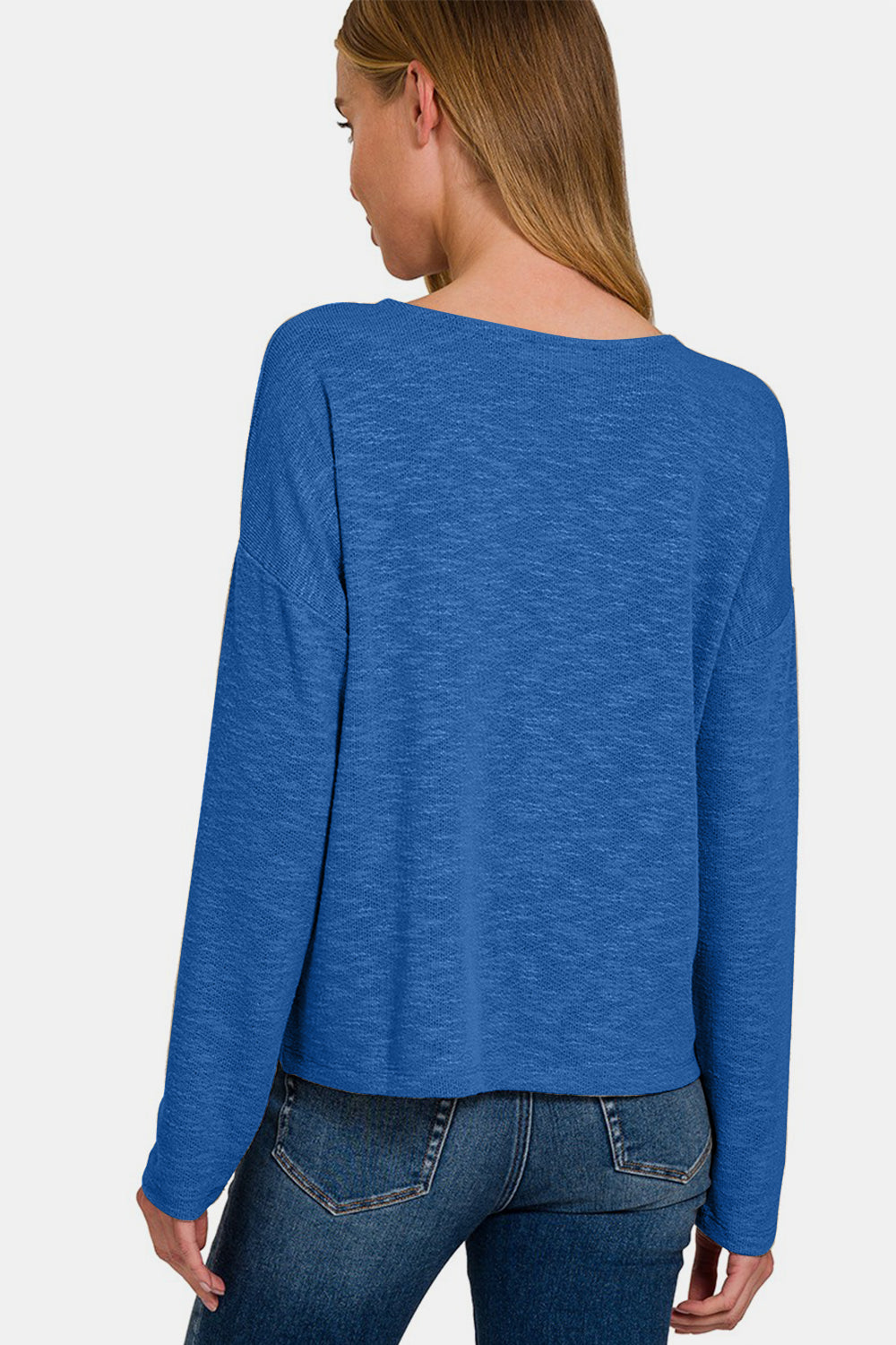 Zenana Dropped Shoulder Long Sleeve T-Shirt-TOPS / DRESSES-[Adult]-[Female]-2022 Online Blue Zone Planet