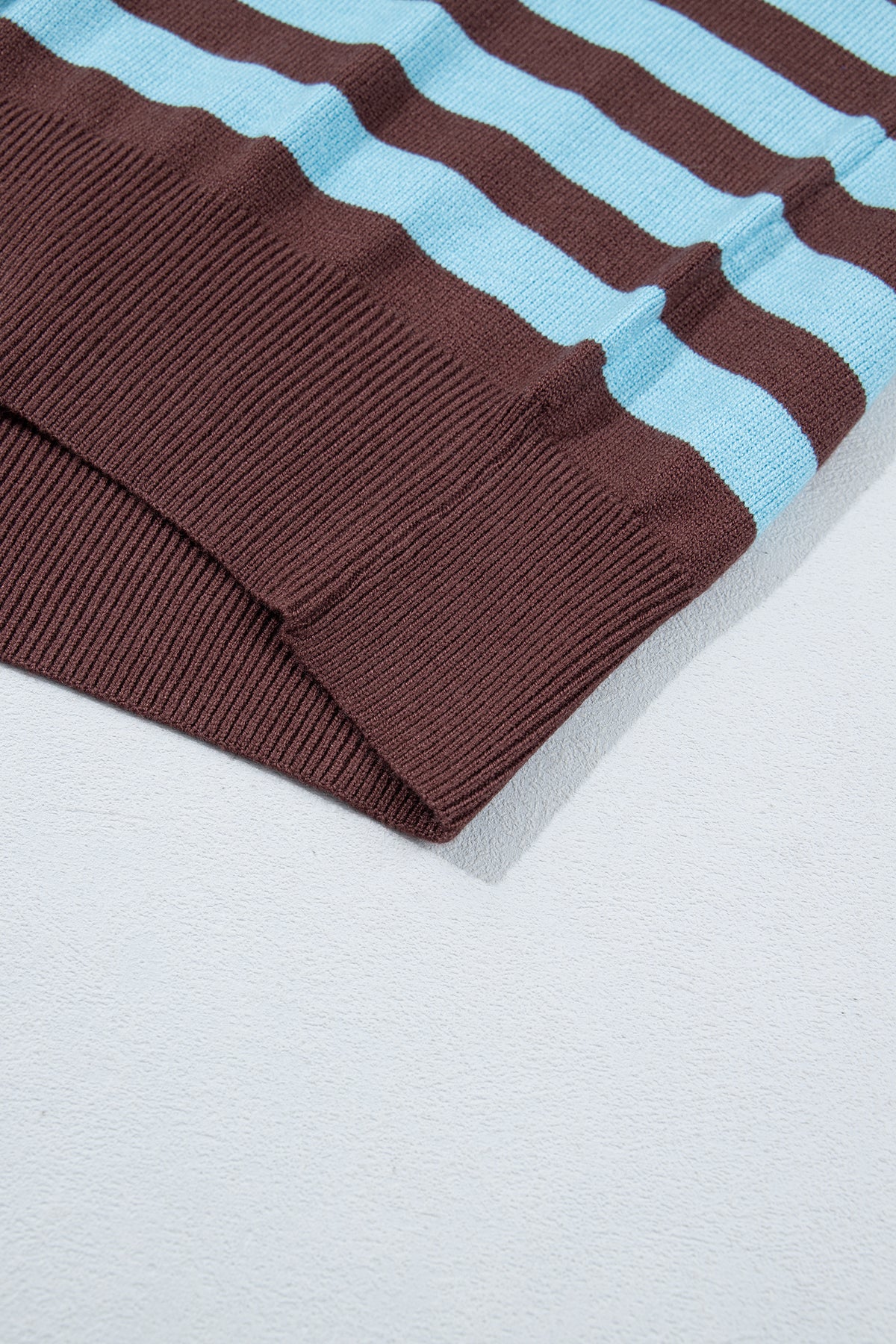 Brown Stripe Color Block Loose Crew Neck Cuffed Sweater-TOPS / DRESSES-[Adult]-[Female]-2022 Online Blue Zone Planet