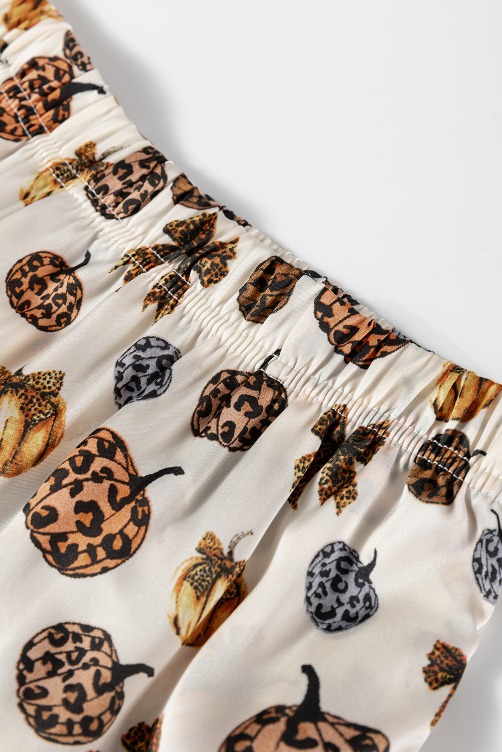 Beige Leopard Pumpkin Allover Halloween 2pcs Pajama Set-Loungewear & Sleepwear/Sleepwear-[Adult]-[Female]-2022 Online Blue Zone Planet