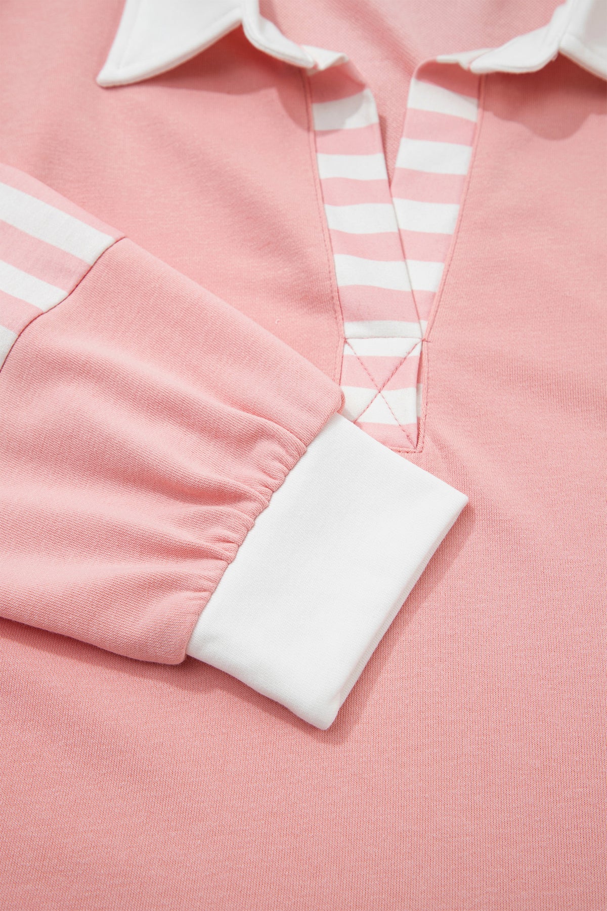 Gossamer Pink Striped Color Block Pullover Top Drawstring Shorts Set-Two Piece Sets/Short Sets-[Adult]-[Female]-2022 Online Blue Zone Planet