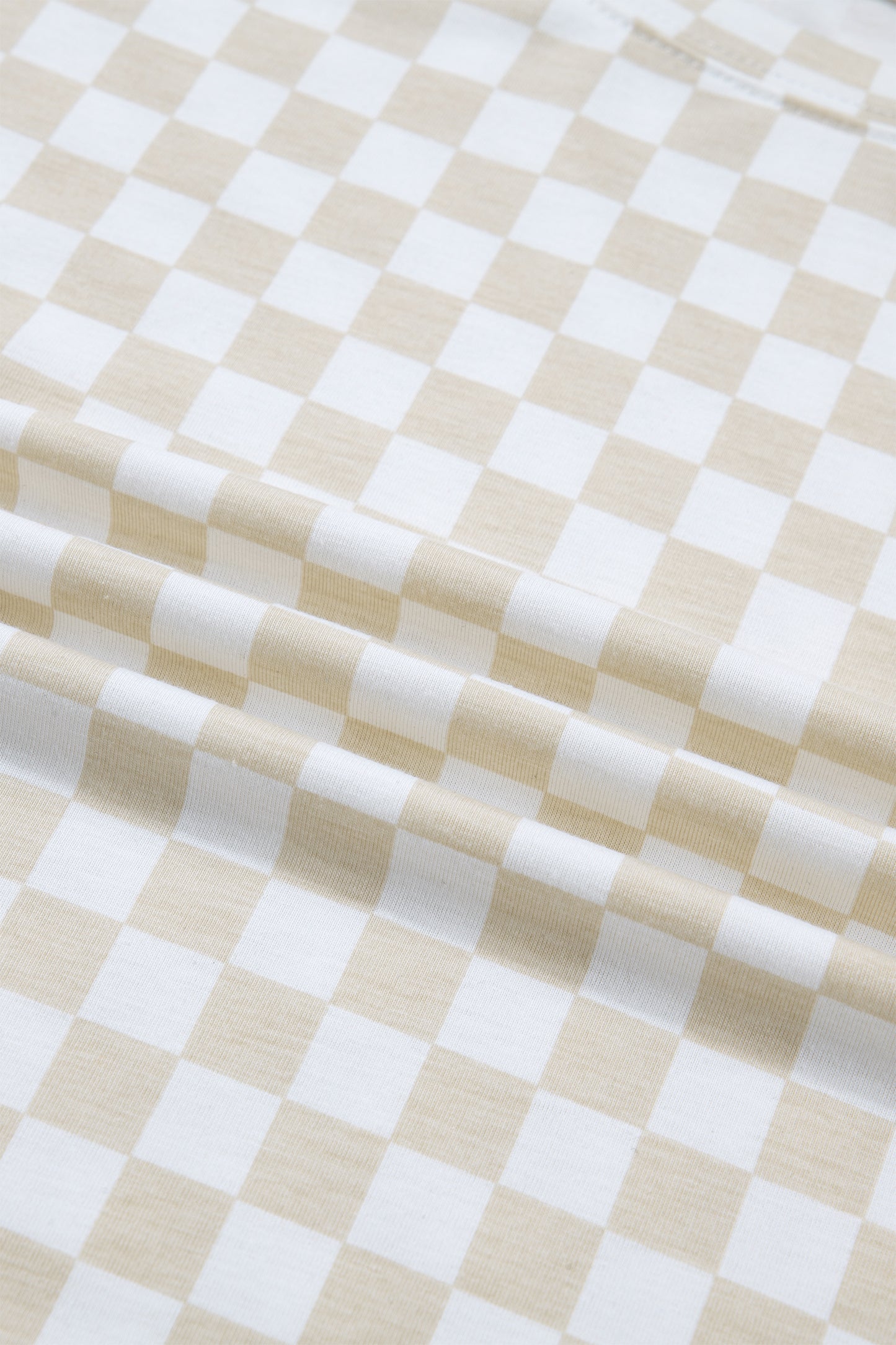 Khaki Checkered Print Half Sleeve Tee 2pcs Lounge Pant Set-Loungewear & Sleepwear/Loungewear-[Adult]-[Female]-2022 Online Blue Zone Planet