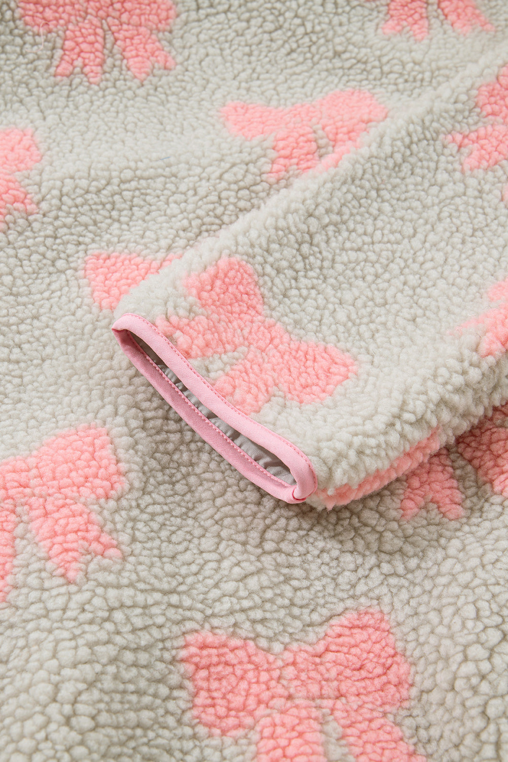 Gray Bow Sherpa Quarter Zip Drop Shoulder Baggy Sweatshirt-Tops/Sweatshirts & Hoodies-[Adult]-[Female]-2022 Online Blue Zone Planet