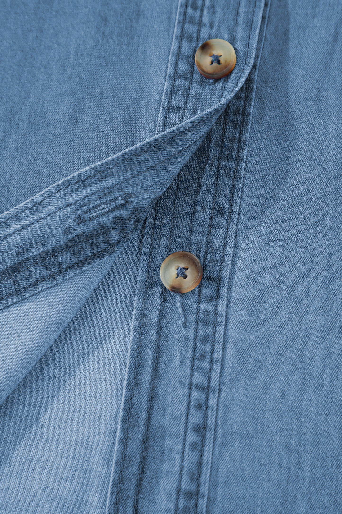 Myosotis Buttoned Down Slim Denim Shirt-Tops/Blouses & Shirts-[Adult]-[Female]-2022 Online Blue Zone Planet