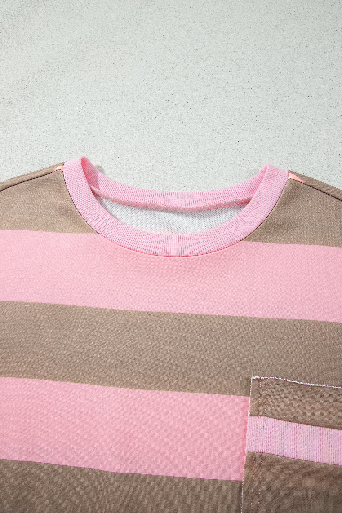 Pink Stripe Striped Colorblock Patch Pocket Split Hem Oversized Long Sleeve Sweatshirt-Tops/Sweatshirts & Hoodies-[Adult]-[Female]-2022 Online Blue Zone Planet