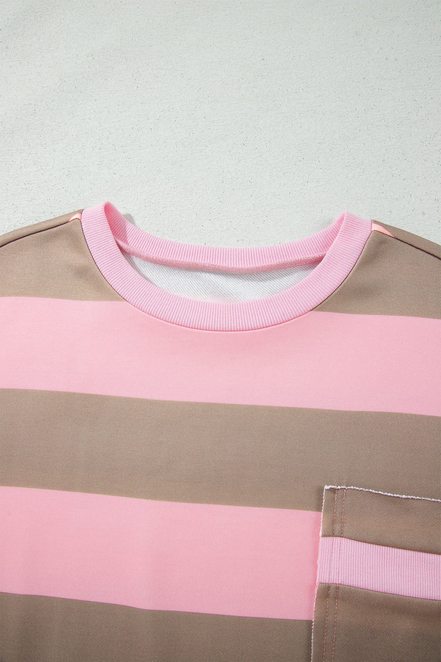 Pink Stripe Striped Colorblock Patch Pocket Split Hem Oversized Long Sleeve Sweatshirt-Tops/Sweatshirts & Hoodies-[Adult]-[Female]-2022 Online Blue Zone Planet