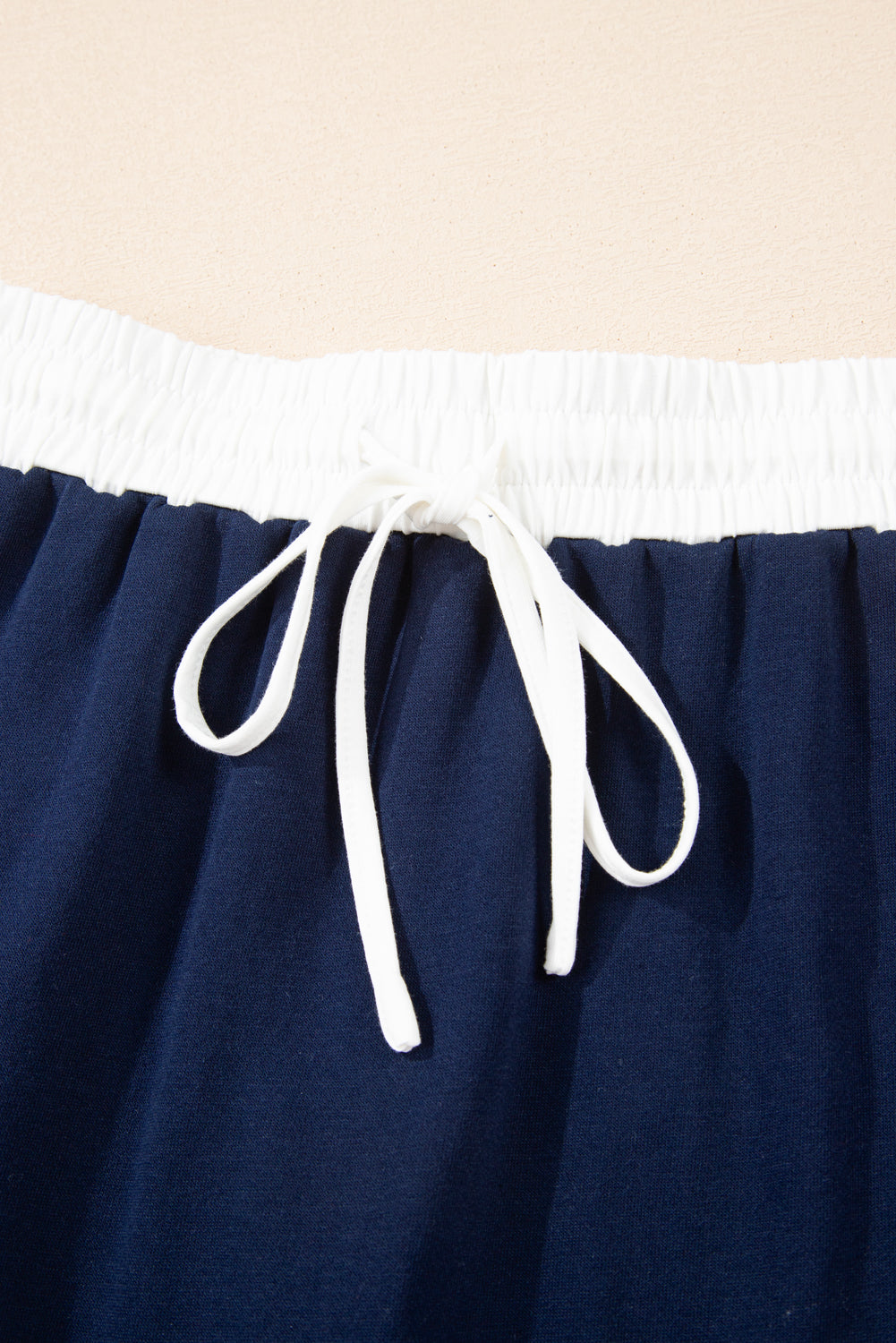 Navy Blue Varsity Stripe Detail Drop Shoulder Pullover Mini Skirt Set-Two Piece Sets/Two Piece Dresses-[Adult]-[Female]-2022 Online Blue Zone Planet