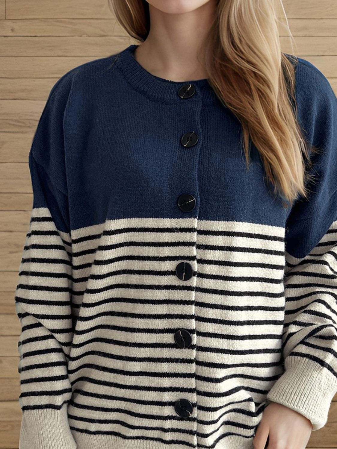 Striped Button Down Long Sleeve Cardigan-NEW ARRIVALS-[Adult]-[Female]-2022 Online Blue Zone Planet