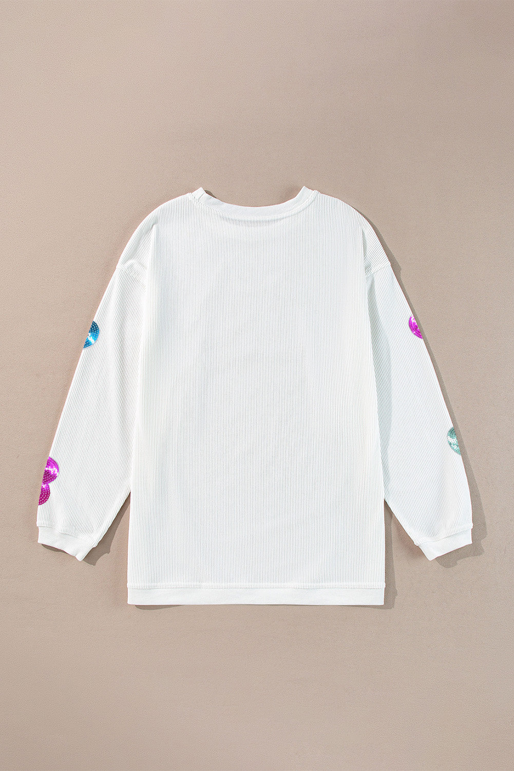 White Letter Print Heart Graphic Valentines Corded Crewneck Sweatshirt-Graphic Sweatshirts-[Adult]-[Female]-2022 Online Blue Zone Planet