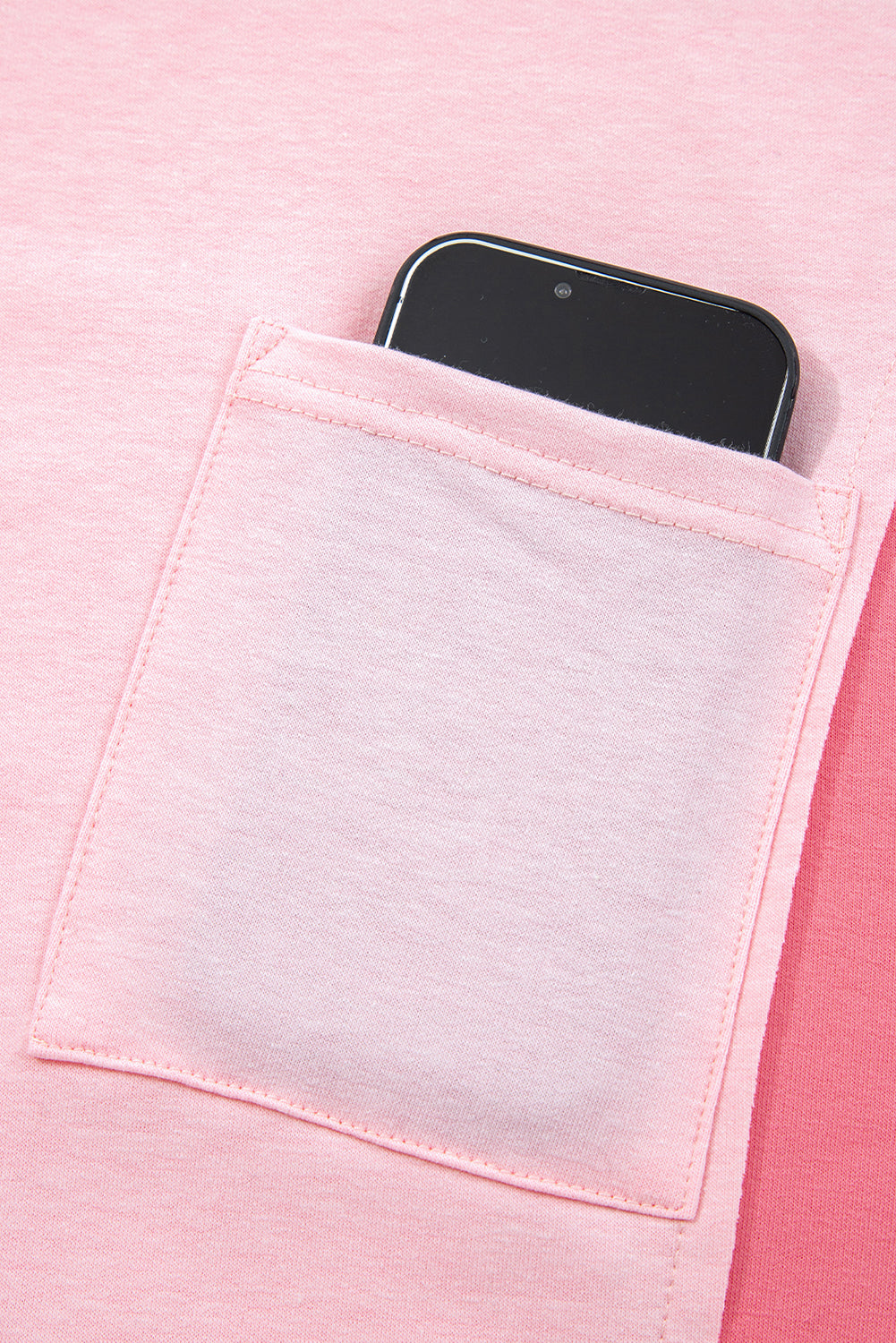 Light Pink Floral Colorblock Patchwork Chest Pocket Notched Neck Long Sleeve Top-Tops/Long Sleeve Tops-[Adult]-[Female]-2022 Online Blue Zone Planet