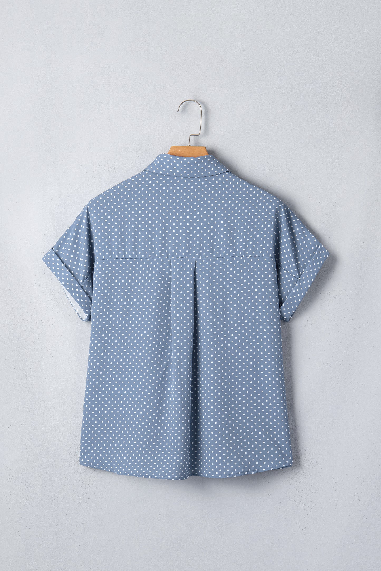 Khaki Dotted Print Cuffed Short Sleeve Shirt-Tops/Blouses & Shirts-[Adult]-[Female]-2022 Online Blue Zone Planet