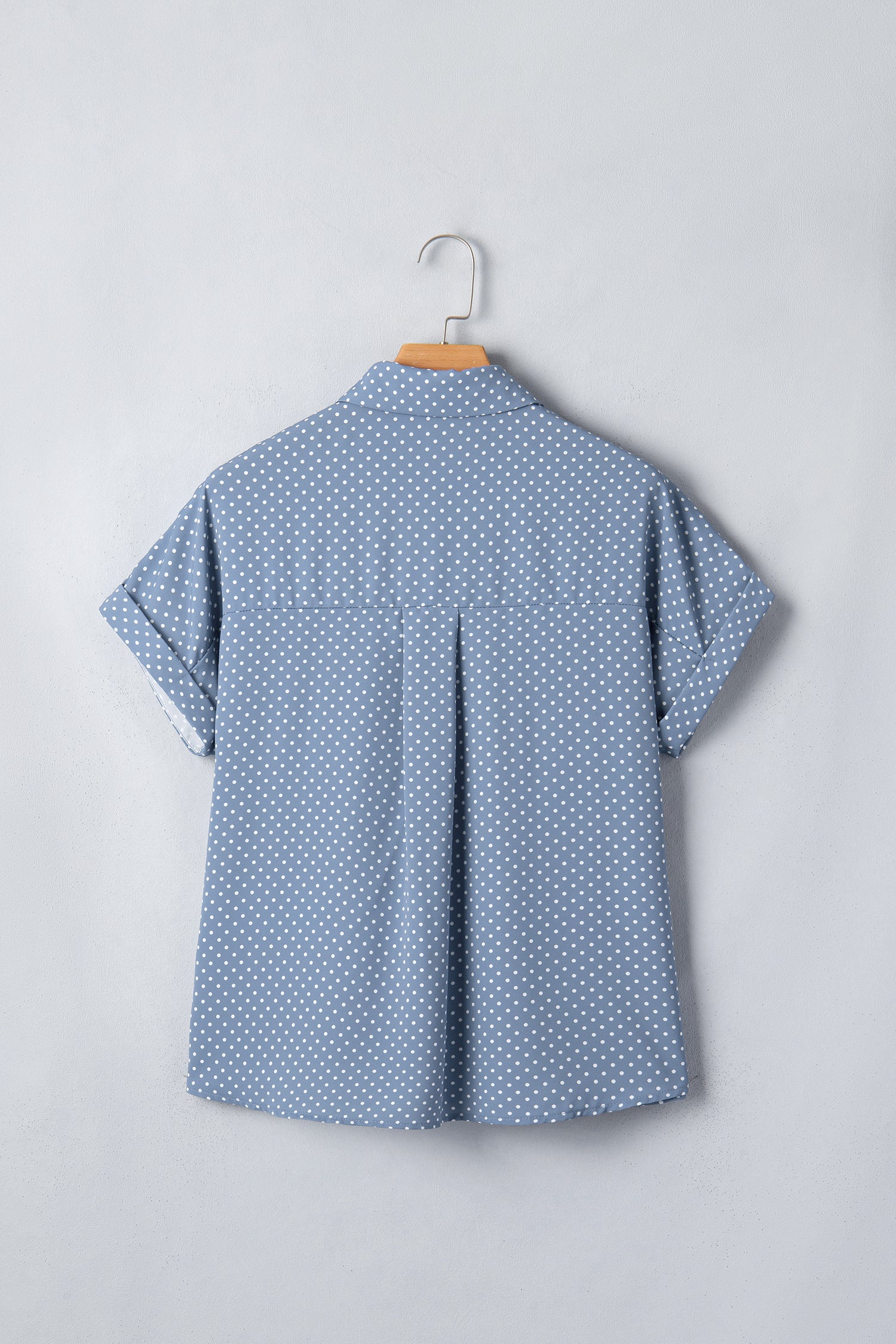 Khaki Dotted Print Cuffed Short Sleeve Shirt-Tops/Blouses & Shirts-[Adult]-[Female]-2022 Online Blue Zone Planet