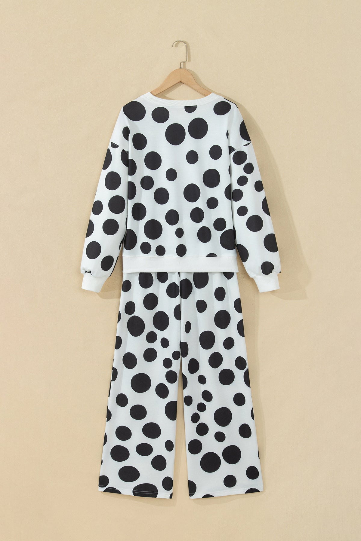 Khaki Polka Dot Long Sleeve Top Drawstring Relaxed Pants Set-Two Piece Sets/Pant Sets-[Adult]-[Female]-2022 Online Blue Zone Planet