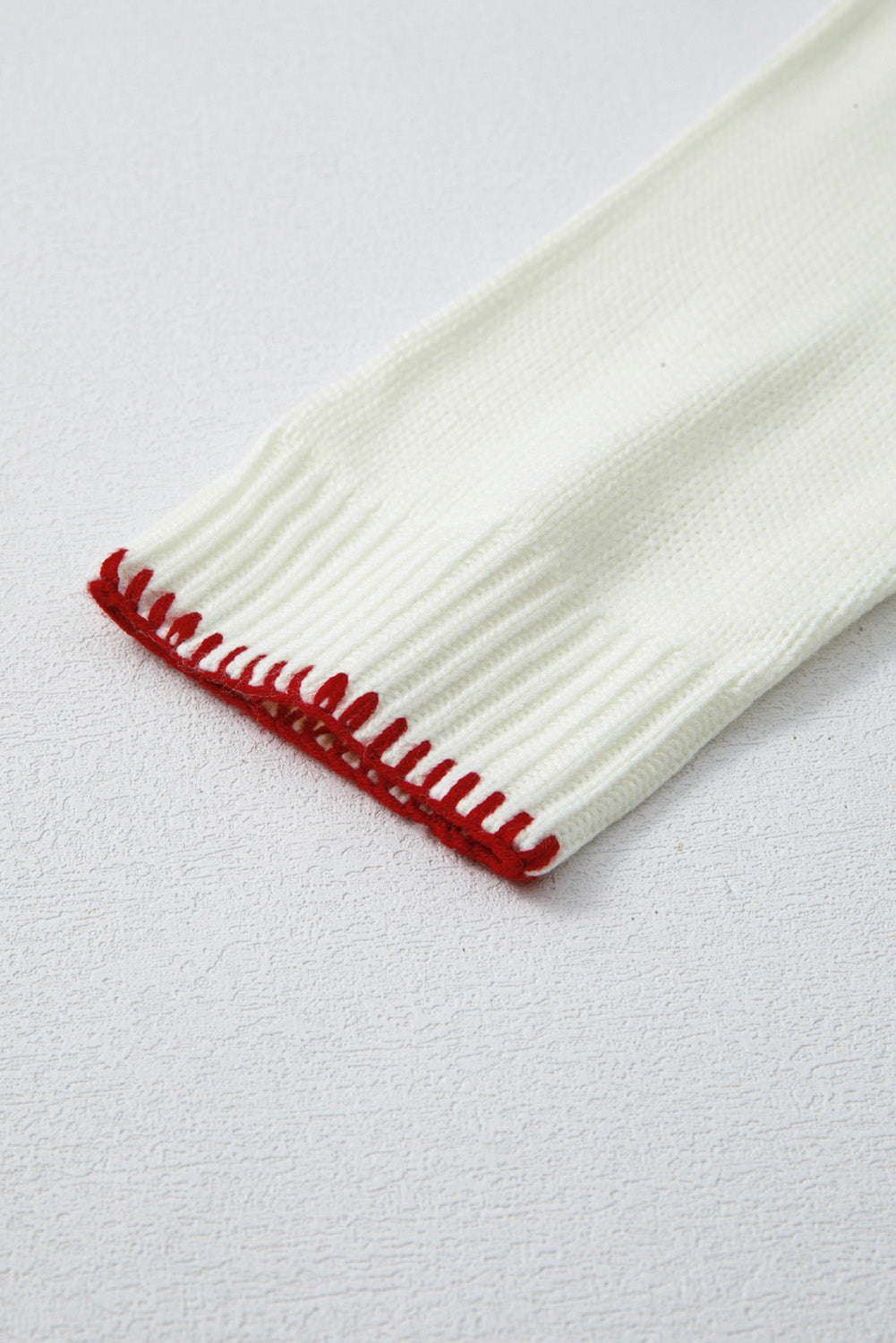 White Bow Pattern Contrast Trim Christmas Loose Graphic Sweater-TOPS / DRESSES-[Adult]-[Female]-2022 Online Blue Zone Planet