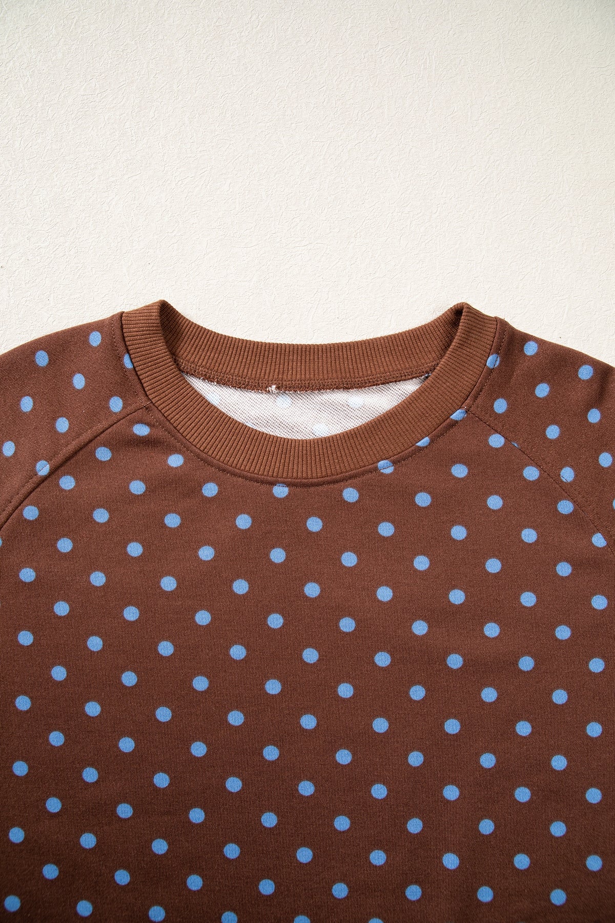 Brown Polka Dot Drawstring Wide Leg Long Sleeve Top Pant Set-Two Piece Sets/Pant Sets-[Adult]-[Female]-2022 Online Blue Zone Planet