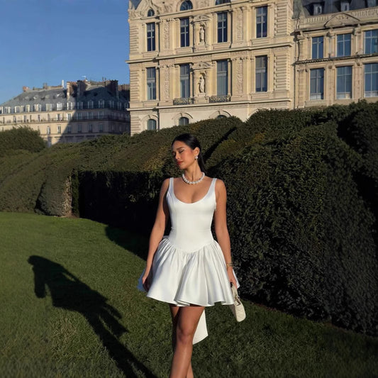 Tina's White Backless Bow Sleeveless Mini Dress-TOPS / DRESSES-[Adult]-[Female]-2022 Online Blue Zone Planet