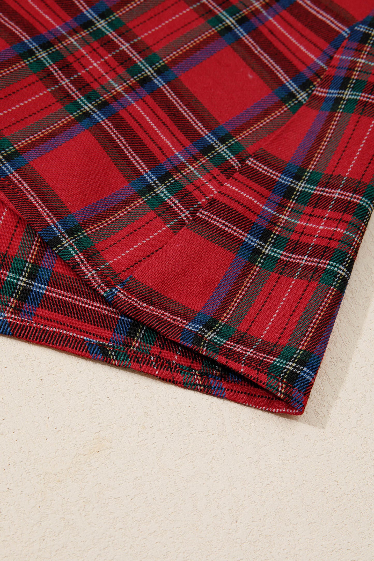 Red Tartan Plaid Square Neck Puff Sleeve Knot Waist Flared Midi Dress-TOPS / DRESSES-[Adult]-[Female]-2022 Online Blue Zone Planet