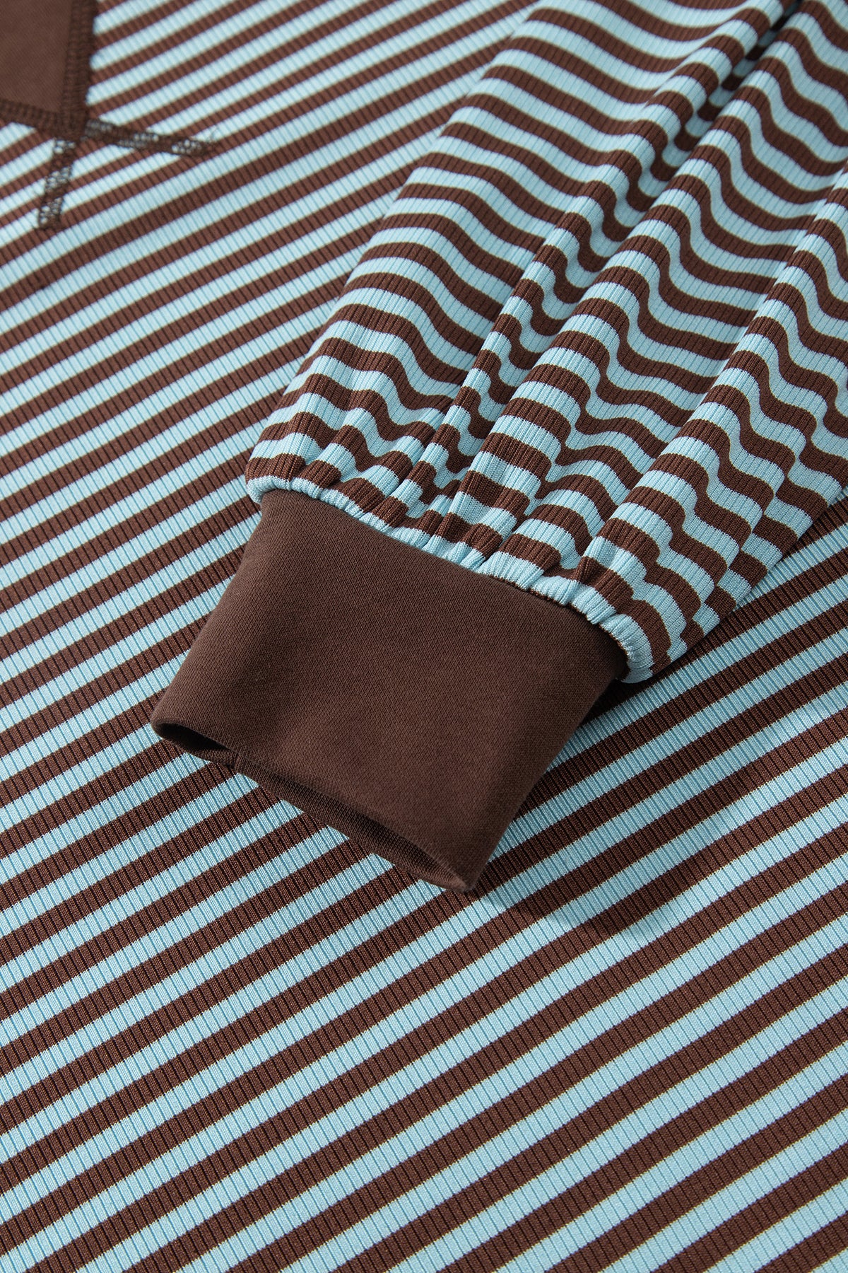 Brown Stripe Drop Shoulder Loose Top and Pants Two Piece Set-Two Piece Sets/Pant Sets-[Adult]-[Female]-2022 Online Blue Zone Planet