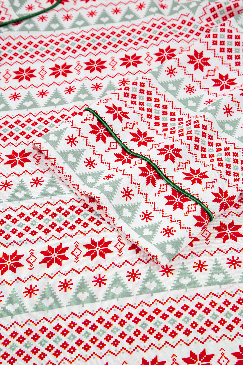 White Christmas Pattern Print Shirt Style Long 2pcs Pajama Set-Loungewear & Sleepwear/Sleepwear-[Adult]-[Female]-2022 Online Blue Zone Planet