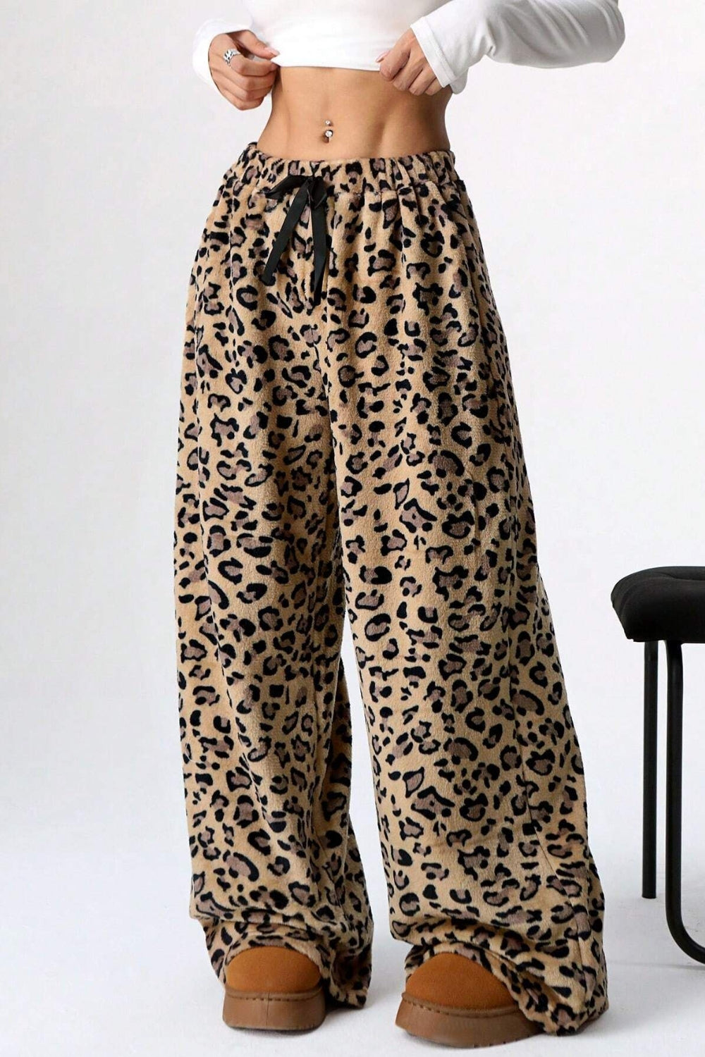 Leopard Wide Leg Pants-BOTTOMS-[Adult]-[Female]-2022 Online Blue Zone Planet