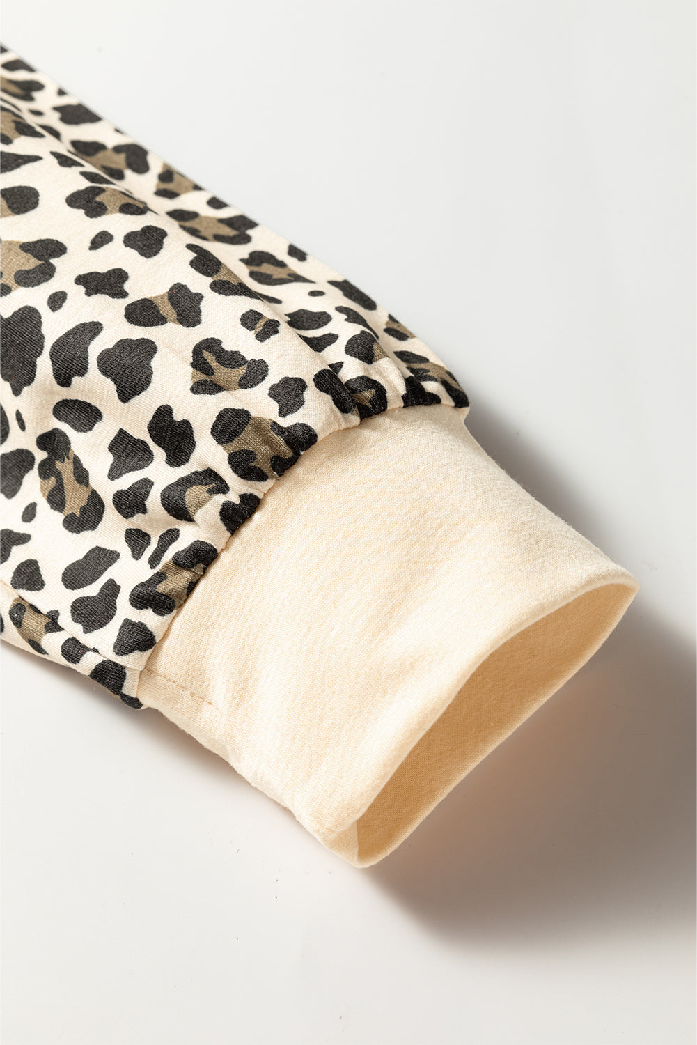 Brown Leopard Print Contrast Trim Long Sleeve Pullover Drawstring Shorts 2pcs Outfit-Two Piece Sets/Short Sets-[Adult]-[Female]-2022 Online Blue Zone Planet