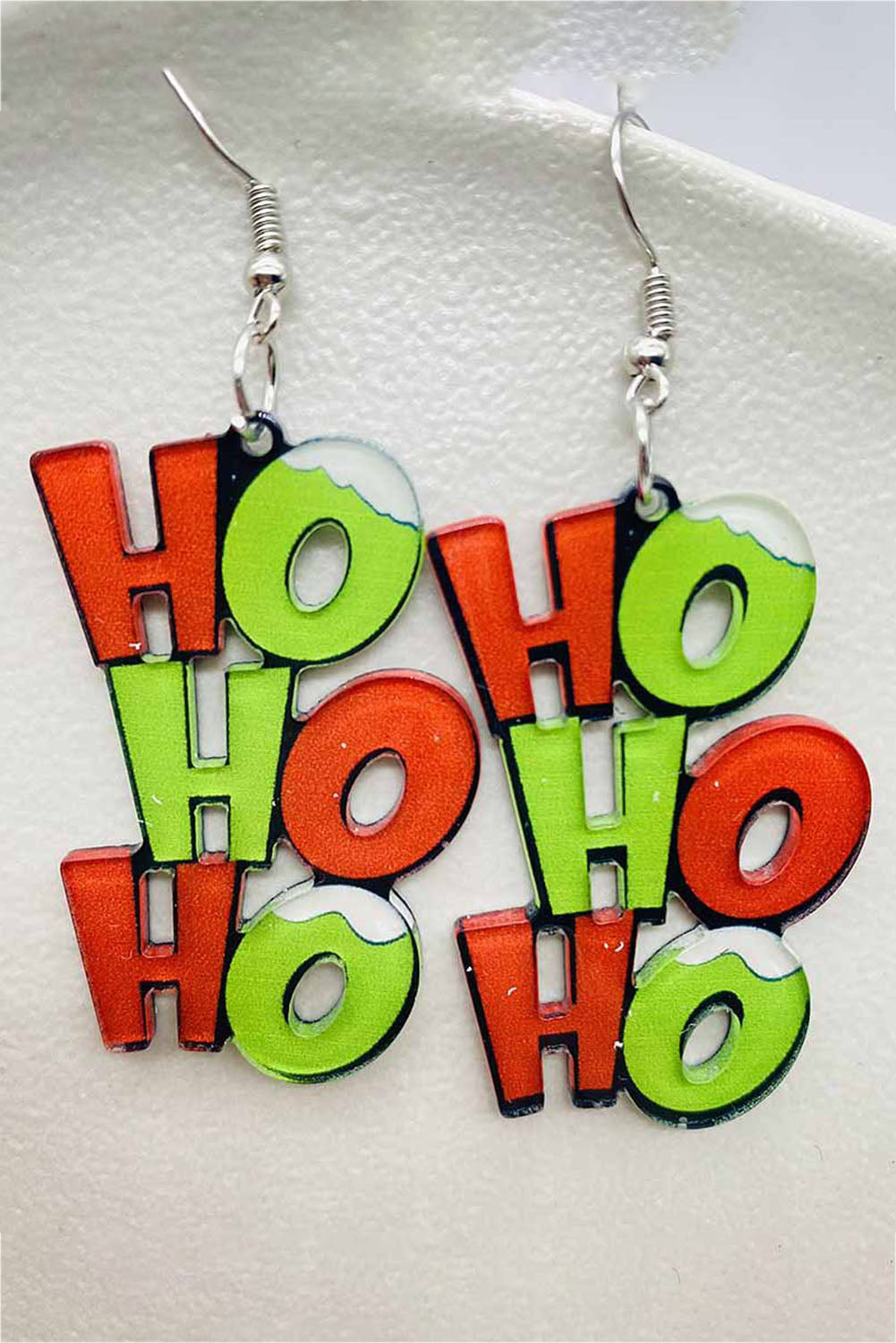 Green HO HO HO Dangle Christmas Earrings-Accessories/Jewelry-[Adult]-[Female]-2022 Online Blue Zone Planet