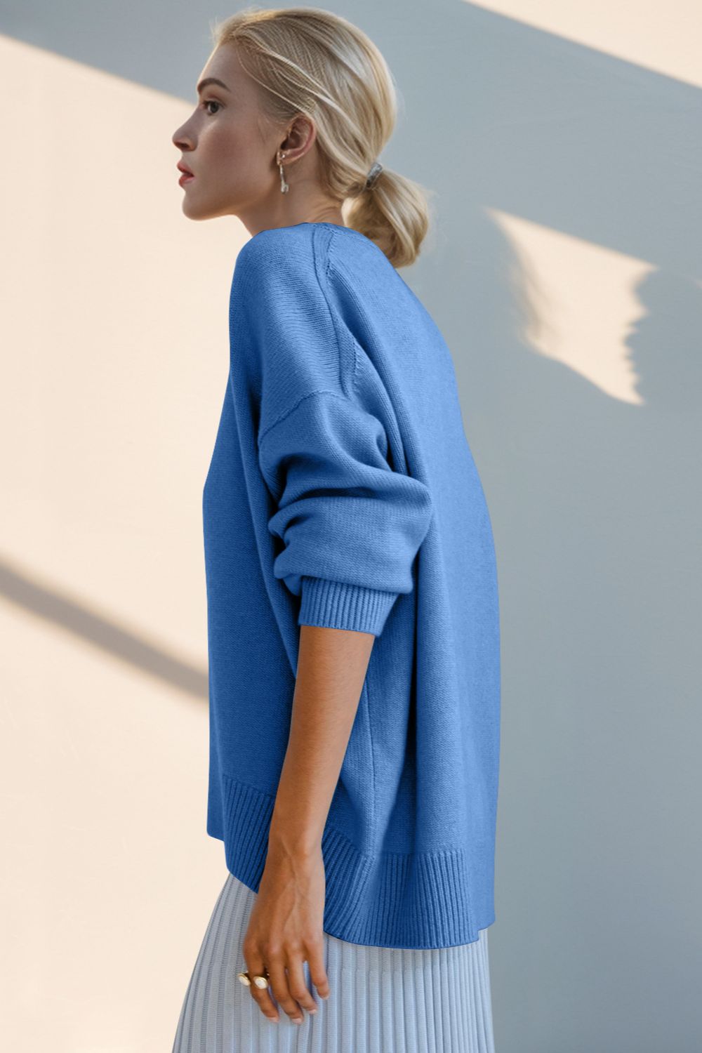 Basic Bae Round Neck Dropped Shoulder Sweater-TOPS / DRESSES-[Adult]-[Female]-2022 Online Blue Zone Planet