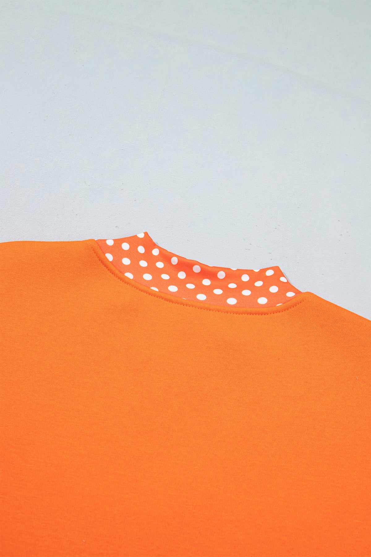 Grapefruit Orange Polka Dot Letter Print Contrast Trim Mock Neck Sweatshirt-Tops/Sweatshirts & Hoodies-[Adult]-[Female]-2022 Online Blue Zone Planet
