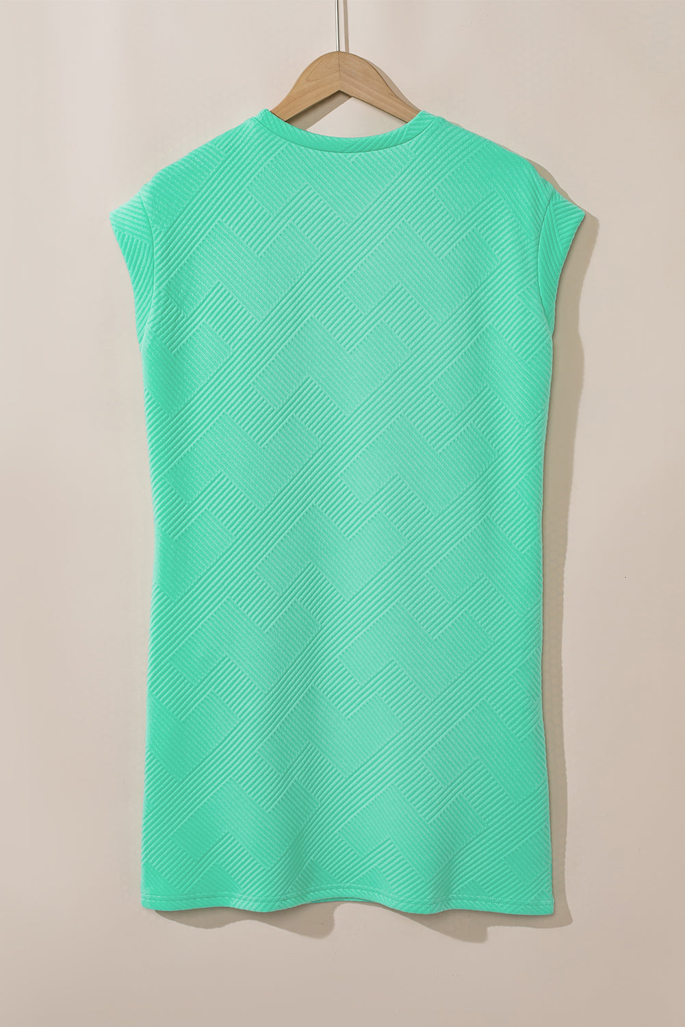 Mint Green Textured Cap Sleeve T Shirt Dress-Dresses/T Shirt Dresses-[Adult]-[Female]-2022 Online Blue Zone Planet