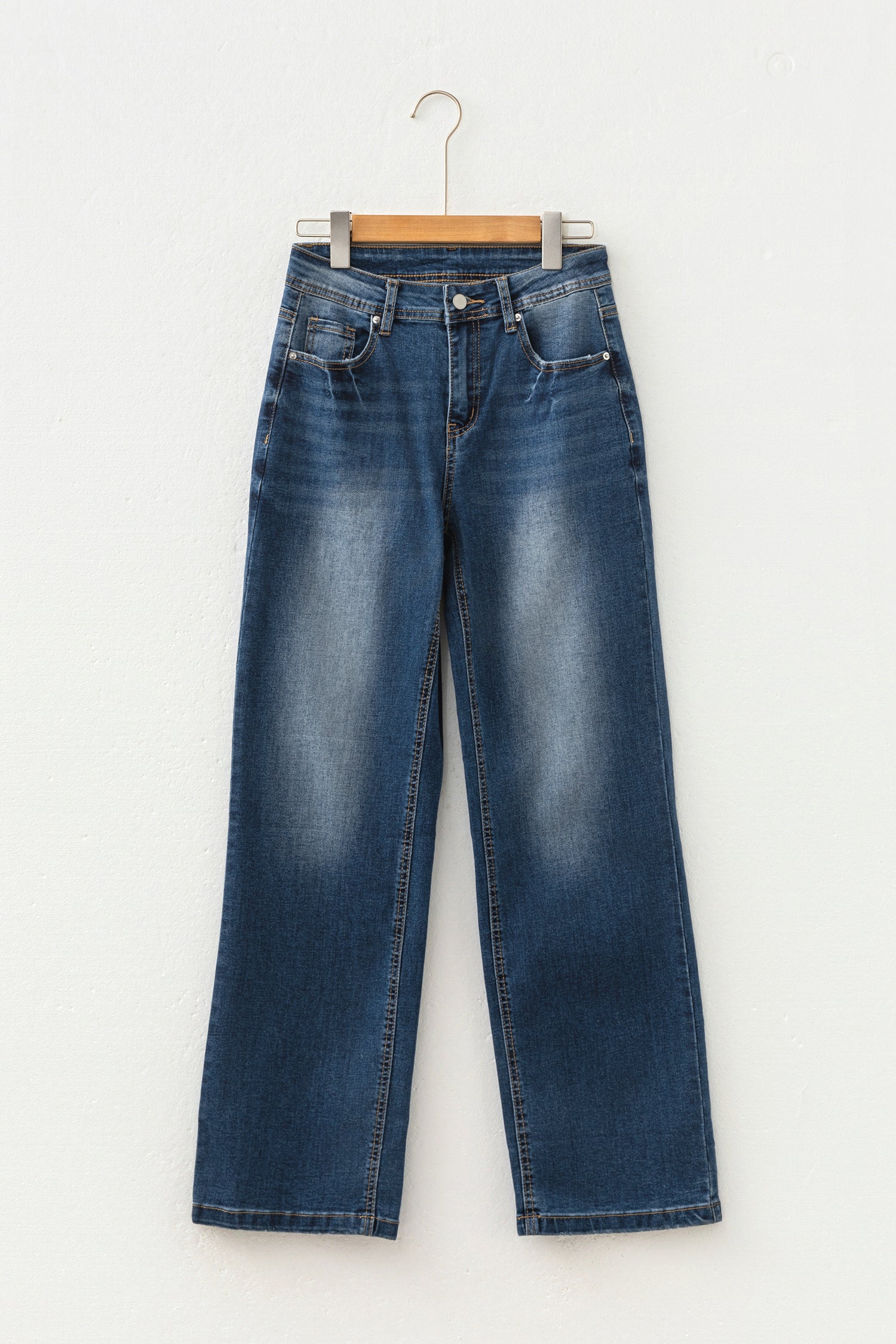 Ashleigh Blue Acid Washed Straight Leg Full Length Casual Jeans-Bottoms/Jeans-[Adult]-[Female]-2022 Online Blue Zone Planet