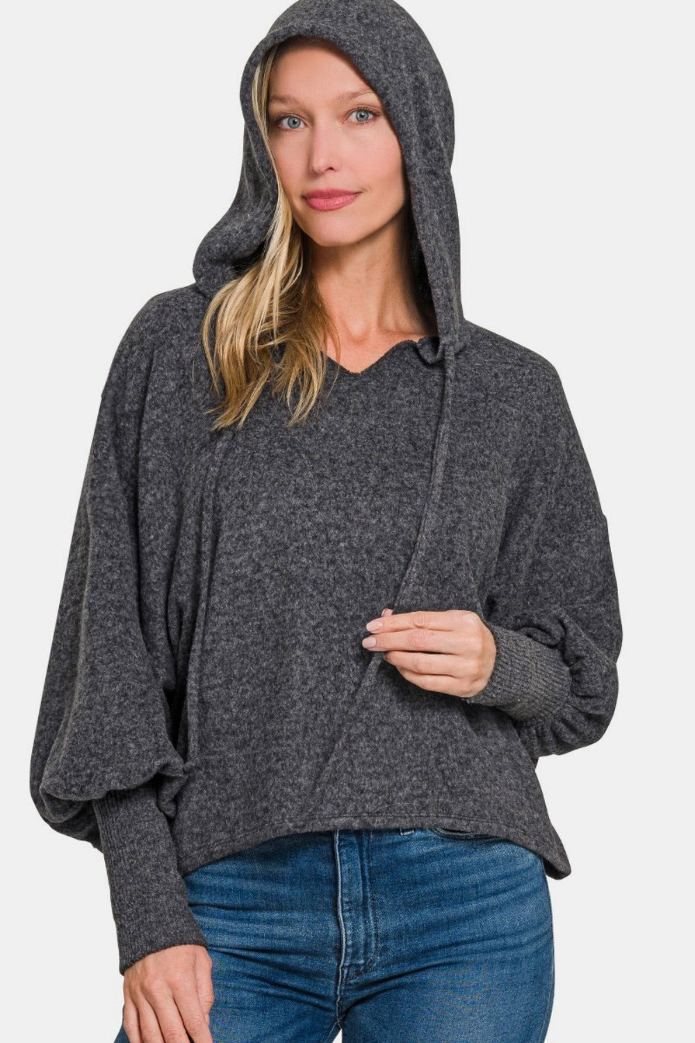 Zenana Brushed Hacci Drop Shoulder Cropped Hoodie-TOPS / DRESSES-[Adult]-[Female]-2022 Online Blue Zone Planet