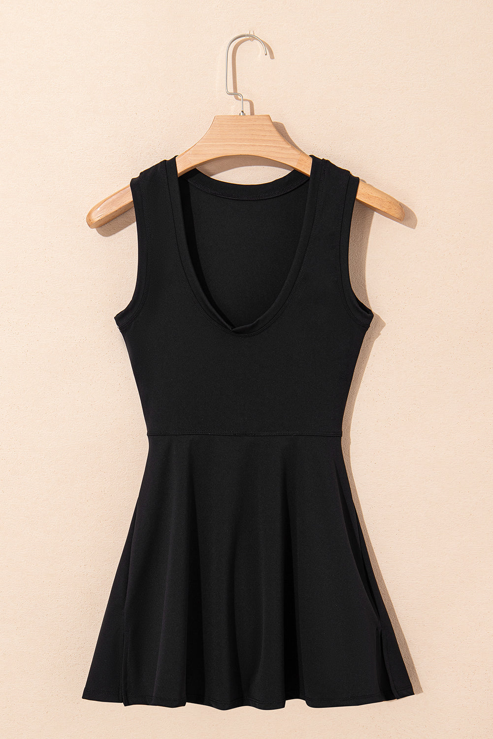 Black Sleeveless Knot Skirt Hem Sports Romper-Activewear/Yoga Jumpsuits-[Adult]-[Female]-2022 Online Blue Zone Planet