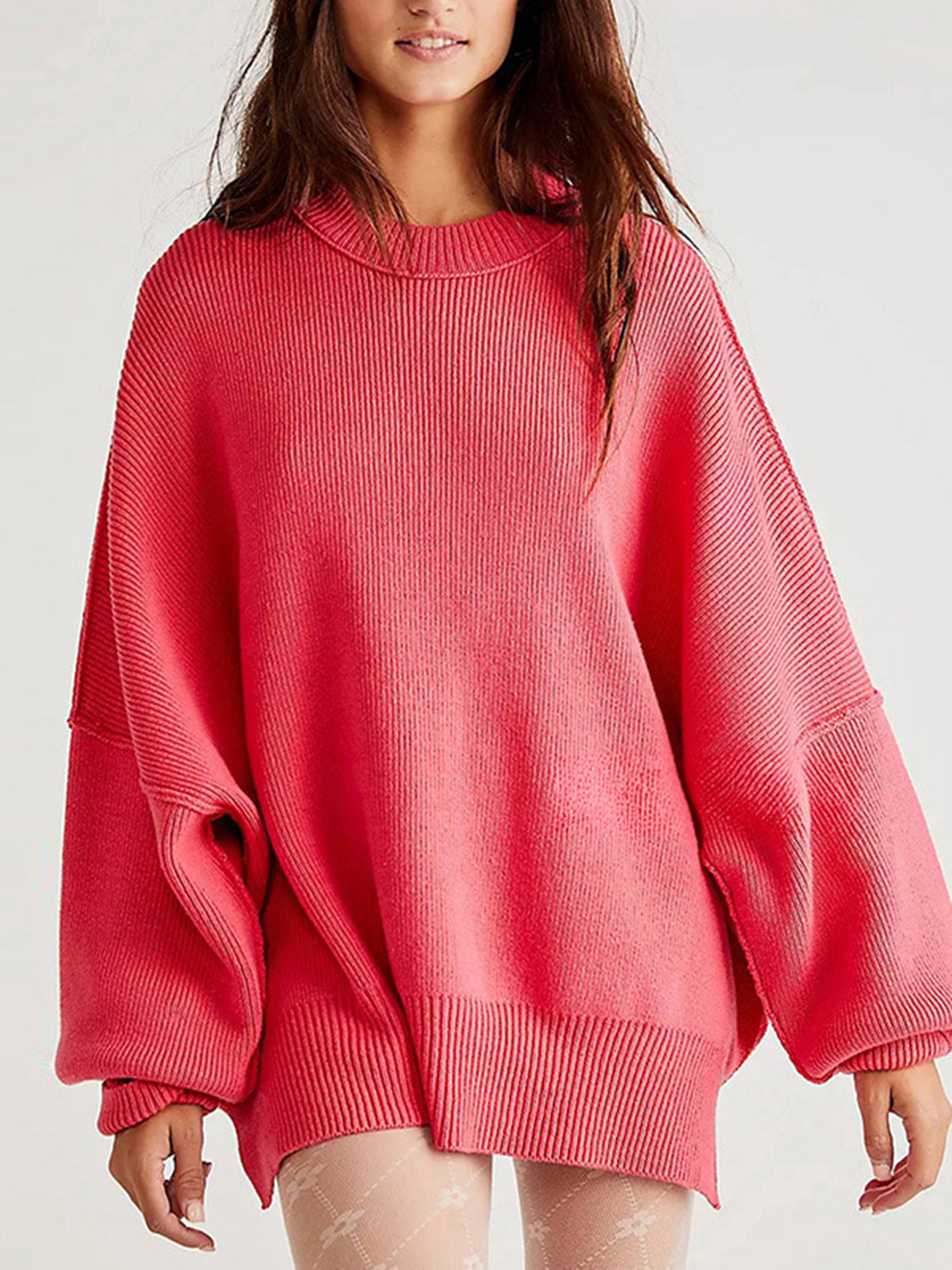 Round Neck Long Sleeve Sweater-TOPS / DRESSES-[Adult]-[Female]-2022 Online Blue Zone Planet