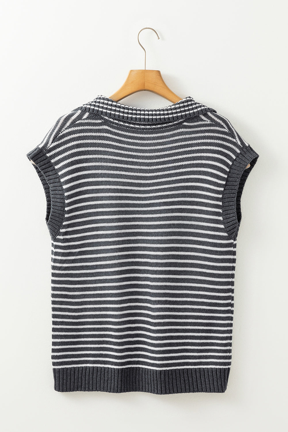 Blue Zone Planet | Pocketed Striped Johnny Collar Sweater Vest-TOPS / DRESSES-[Adult]-[Female]-2022 Online Blue Zone Planet