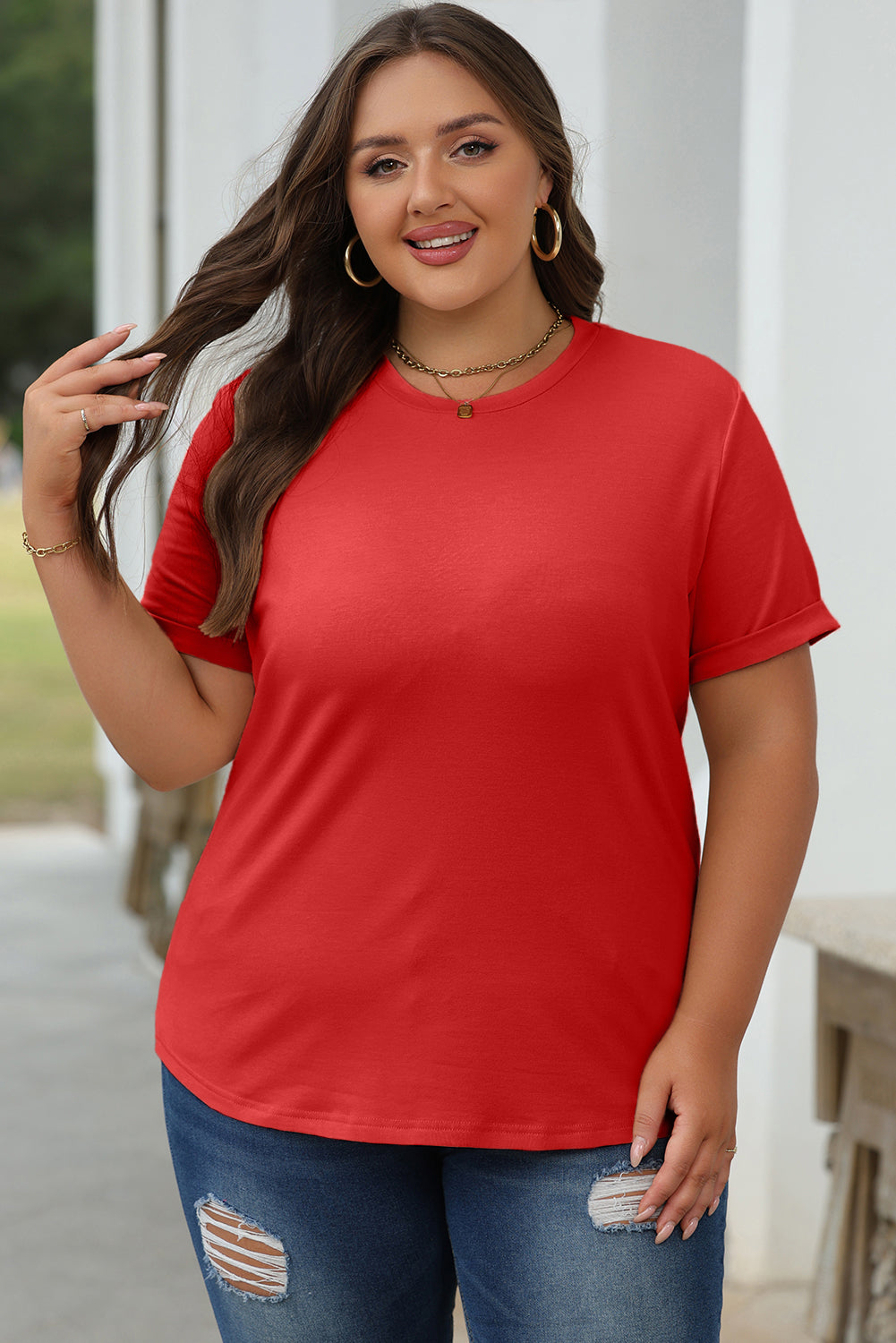 Bright Green Casual Plain Crew Neck Tee-Tops/Tops & Tees-[Adult]-[Female]-2022 Online Blue Zone Planet