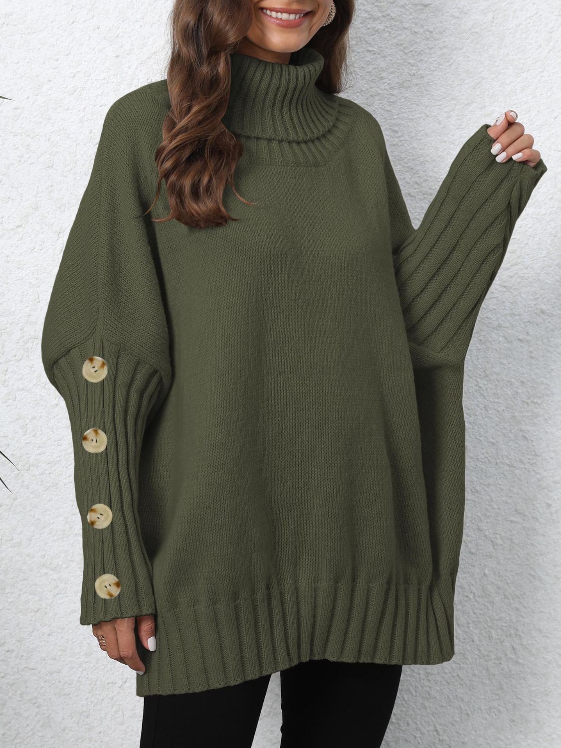 Turtleneck Long Sleeve Sweater-TOPS / DRESSES-[Adult]-[Female]-2022 Online Blue Zone Planet