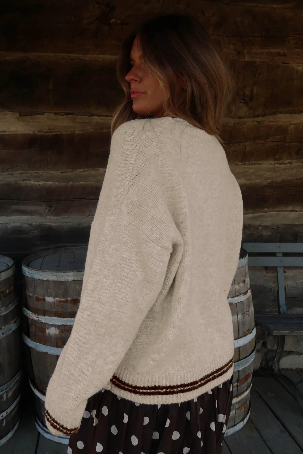 Gray Good Luck Western Horseshoe Crew Neck Knit Sweater-TOPS / DRESSES-[Adult]-[Female]-2022 Online Blue Zone Planet