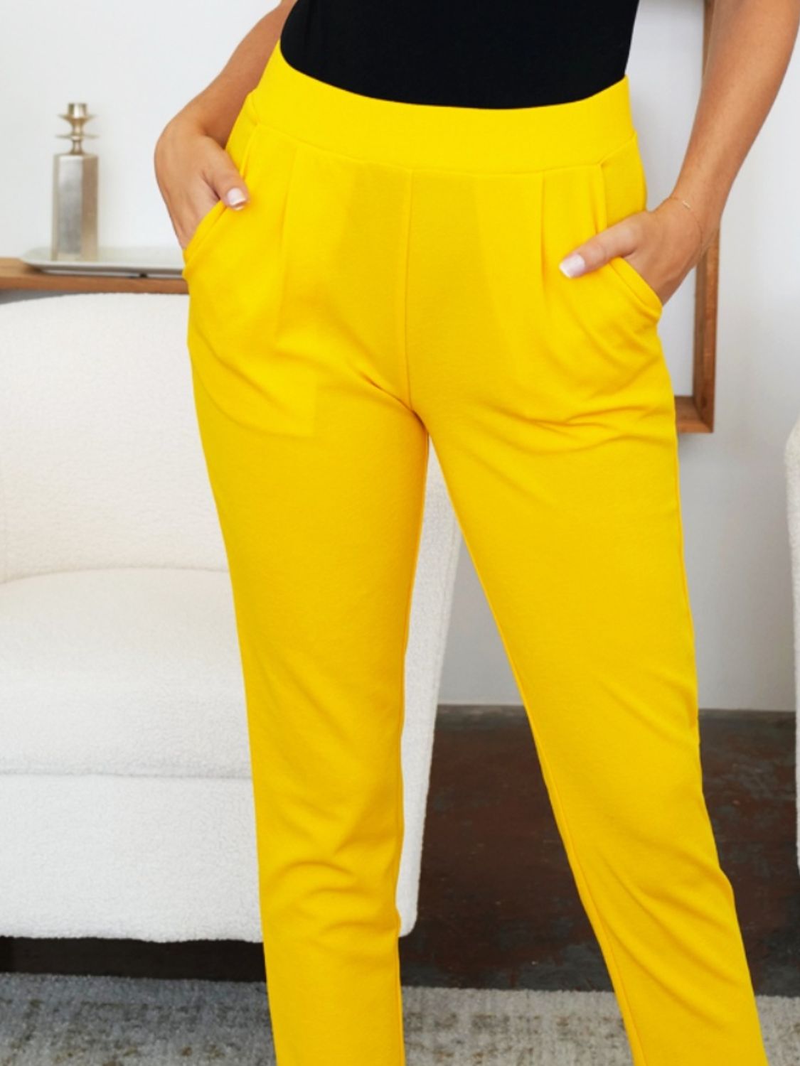 Pocketed High Waist Skinny Pants-BOTTOMS SIZES SMALL MEDIUM LARGE-[Adult]-[Female]-2022 Online Blue Zone Planet