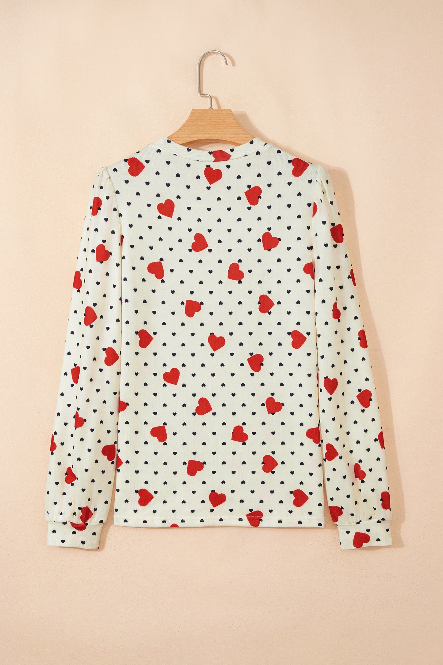 Beige Flower Heart Festive Valentine Blouse-Tops/Blouses & Shirts-[Adult]-[Female]-2022 Online Blue Zone Planet