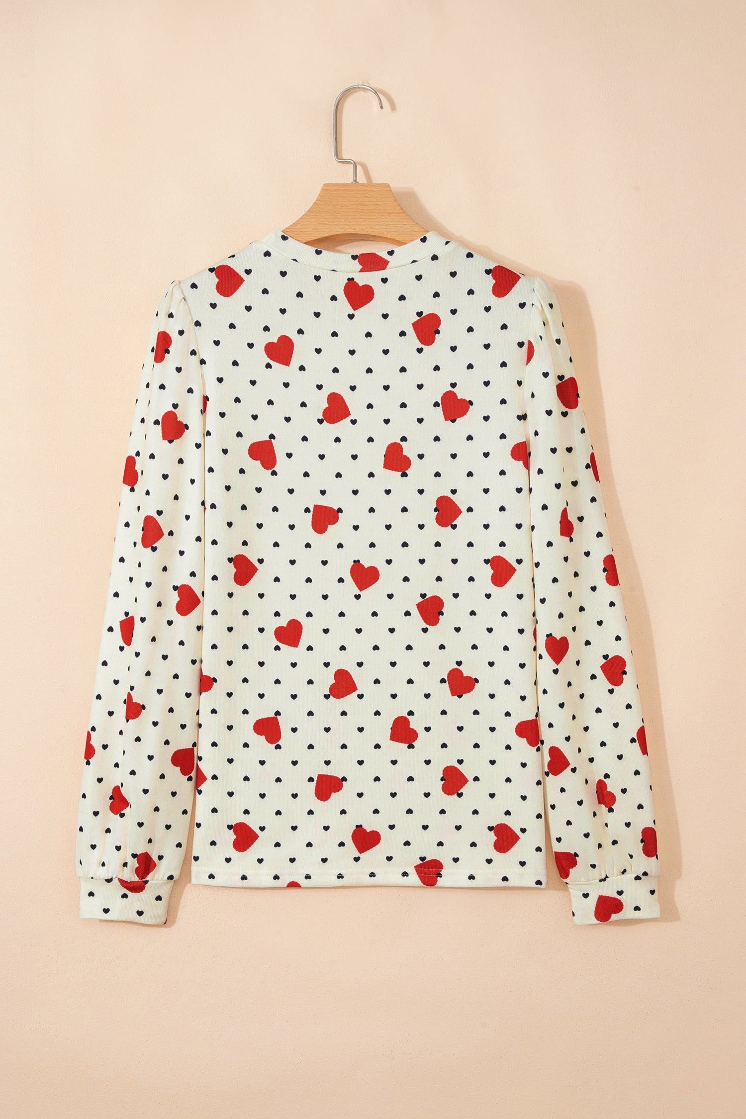 Beige Flower Heart Festive Valentine Blouse-Tops/Blouses & Shirts-[Adult]-[Female]-2022 Online Blue Zone Planet