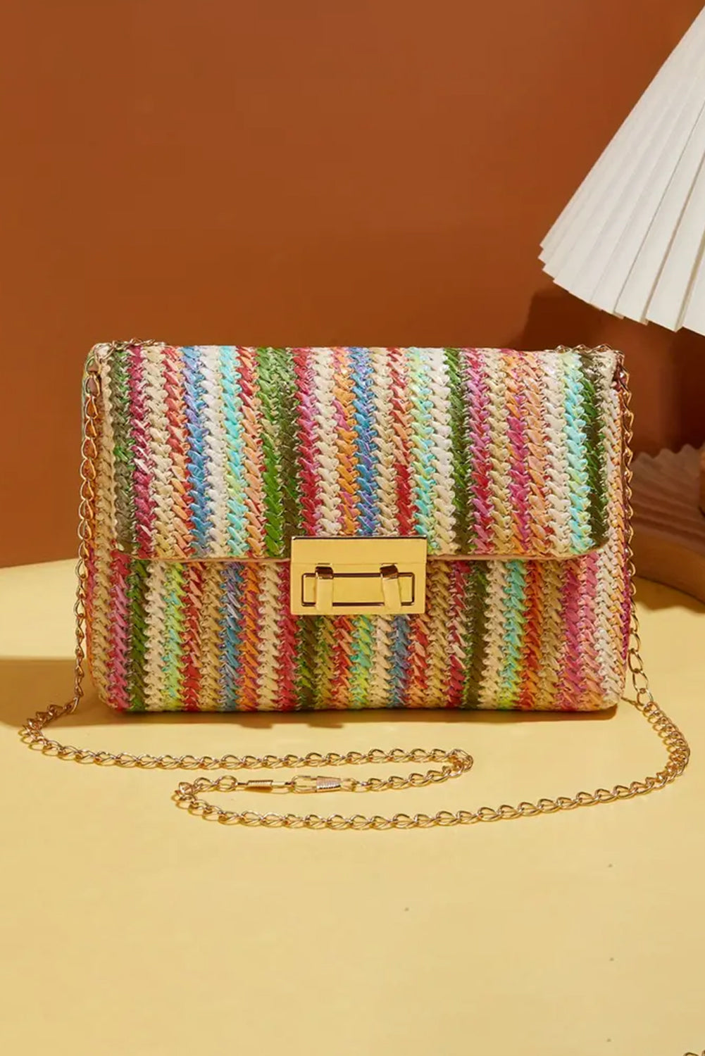 Strawberry Pink Striped Crochet Flapped Single Shoulder Bag-Shoulder Bag-[Adult]-[Female]-Strawberry Pink-ONE SIZE-2022 Online Blue Zone Planet