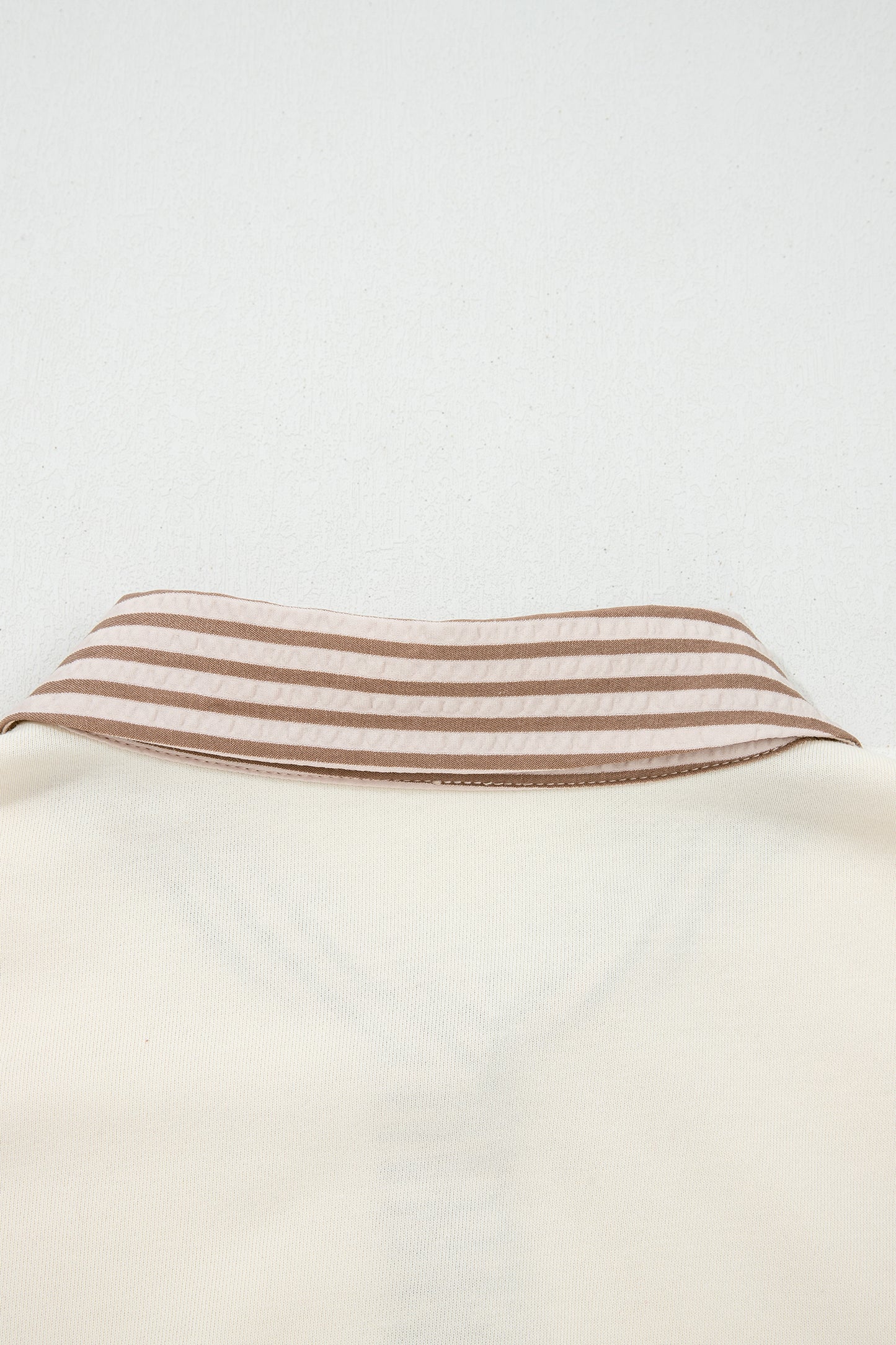 Khaki Stripe Plus Size Color Block Patchwork Half Button Long Sleeve Peplum Blouse-Plus Size/Plus Size Tops/Plus Size Blouses & Shirts-[Adult]-[Female]-2022 Online Blue Zone Planet