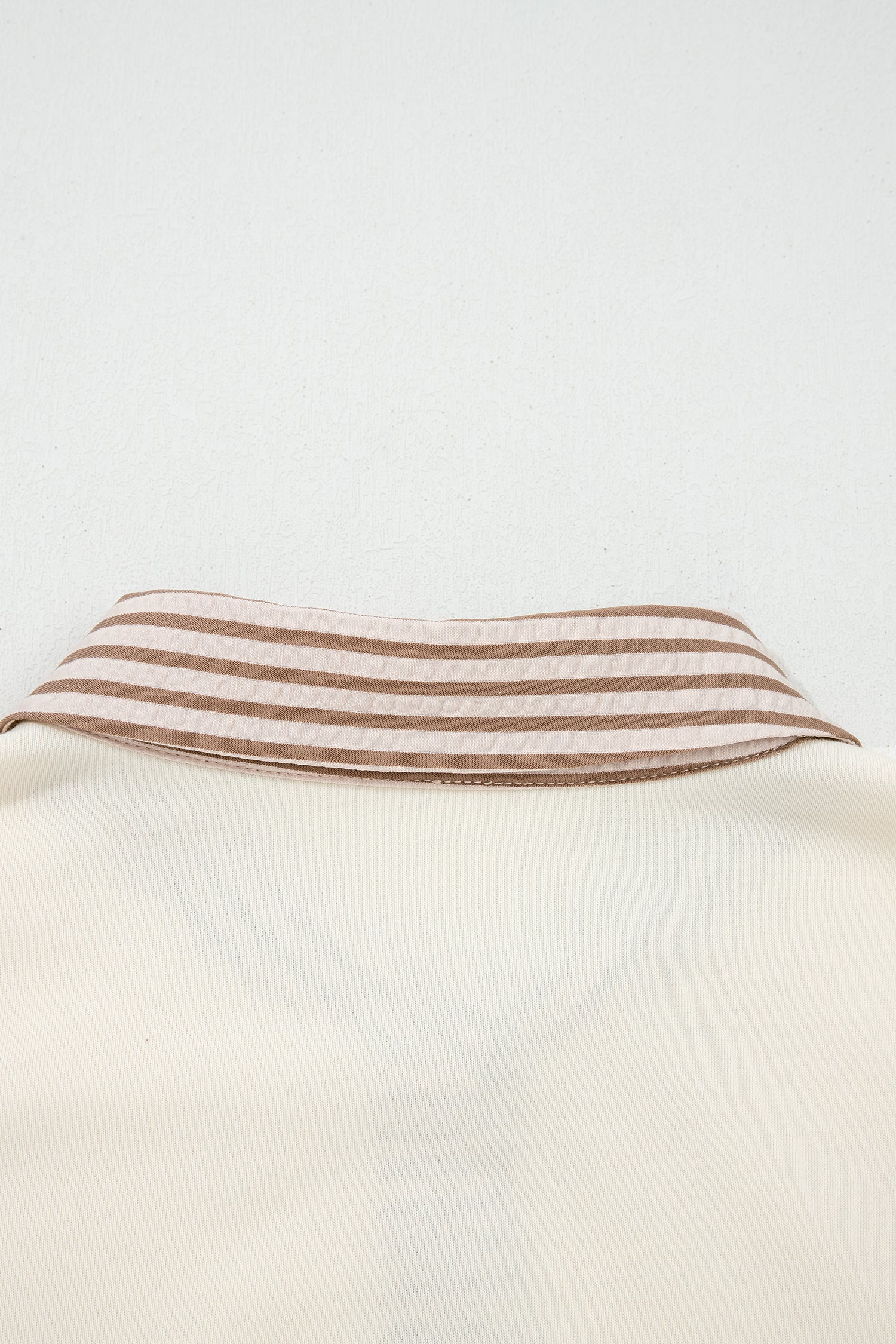 Khaki Stripe Plus Size Color Block Patchwork Half Button Long Sleeve Peplum Blouse-Plus Size/Plus Size Tops/Plus Size Blouses & Shirts-[Adult]-[Female]-2022 Online Blue Zone Planet