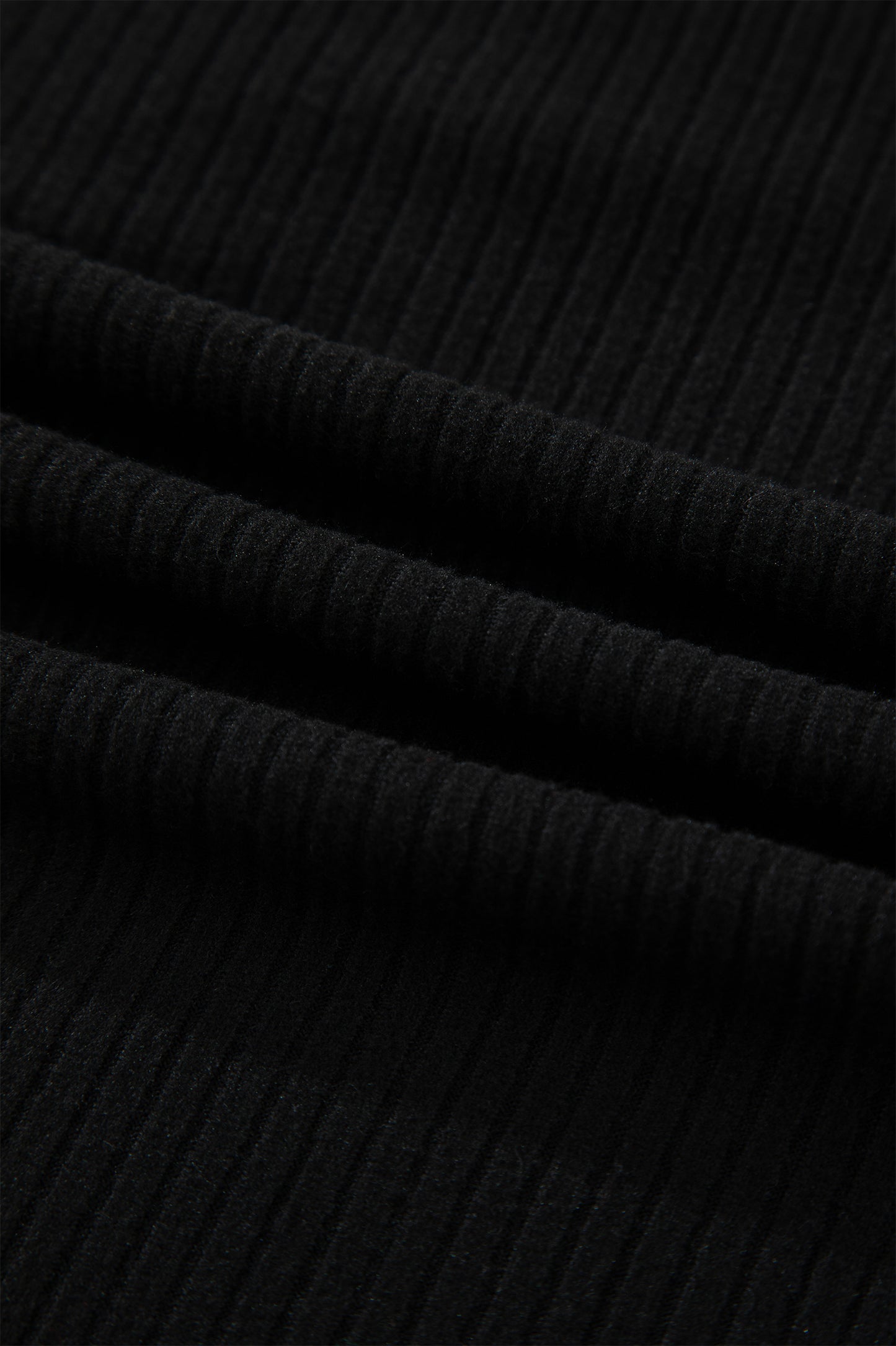 Black Lace Neckline Button Decor Lettuce Edge Long Sleeve Ribbed Top-Tops/Long Sleeve Tops-[Adult]-[Female]-2022 Online Blue Zone Planet