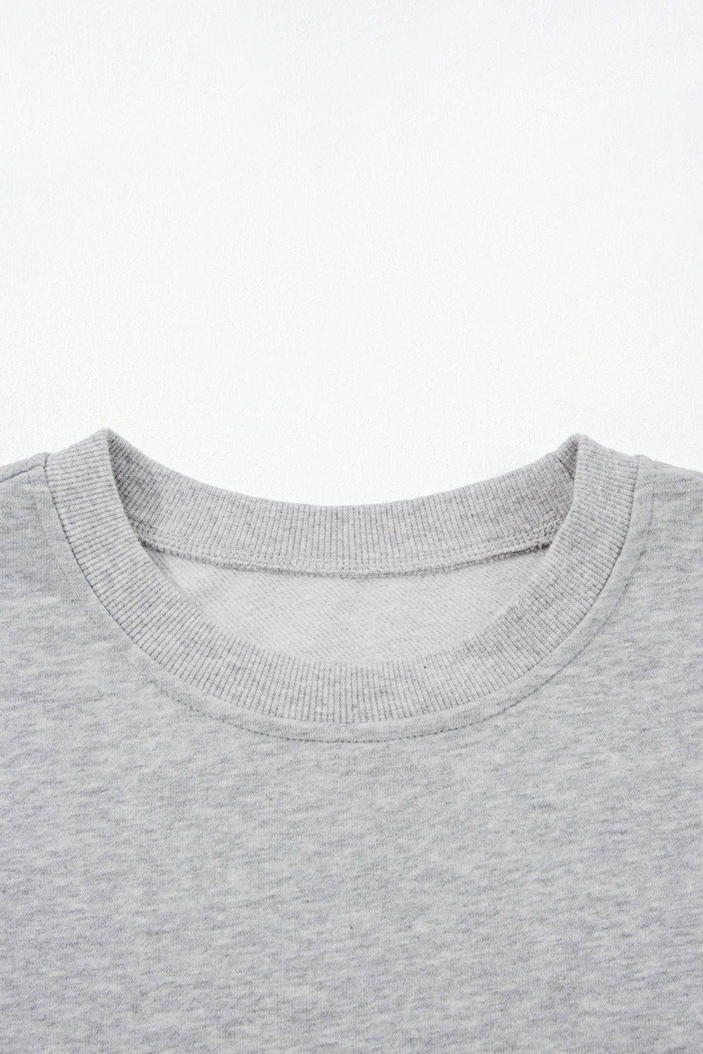 Light Grey Contrast Bow Applique Drop Sleeve Round Neck Sweatshirt-Tops/Sweatshirts & Hoodies-[Adult]-[Female]-2022 Online Blue Zone Planet