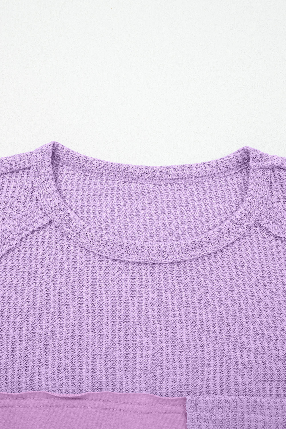 Phalaenopsis Thermal Knit Contrast Textured Patchwork Long Sleeve Top-Tops/Long Sleeve Tops-[Adult]-[Female]-2022 Online Blue Zone Planet