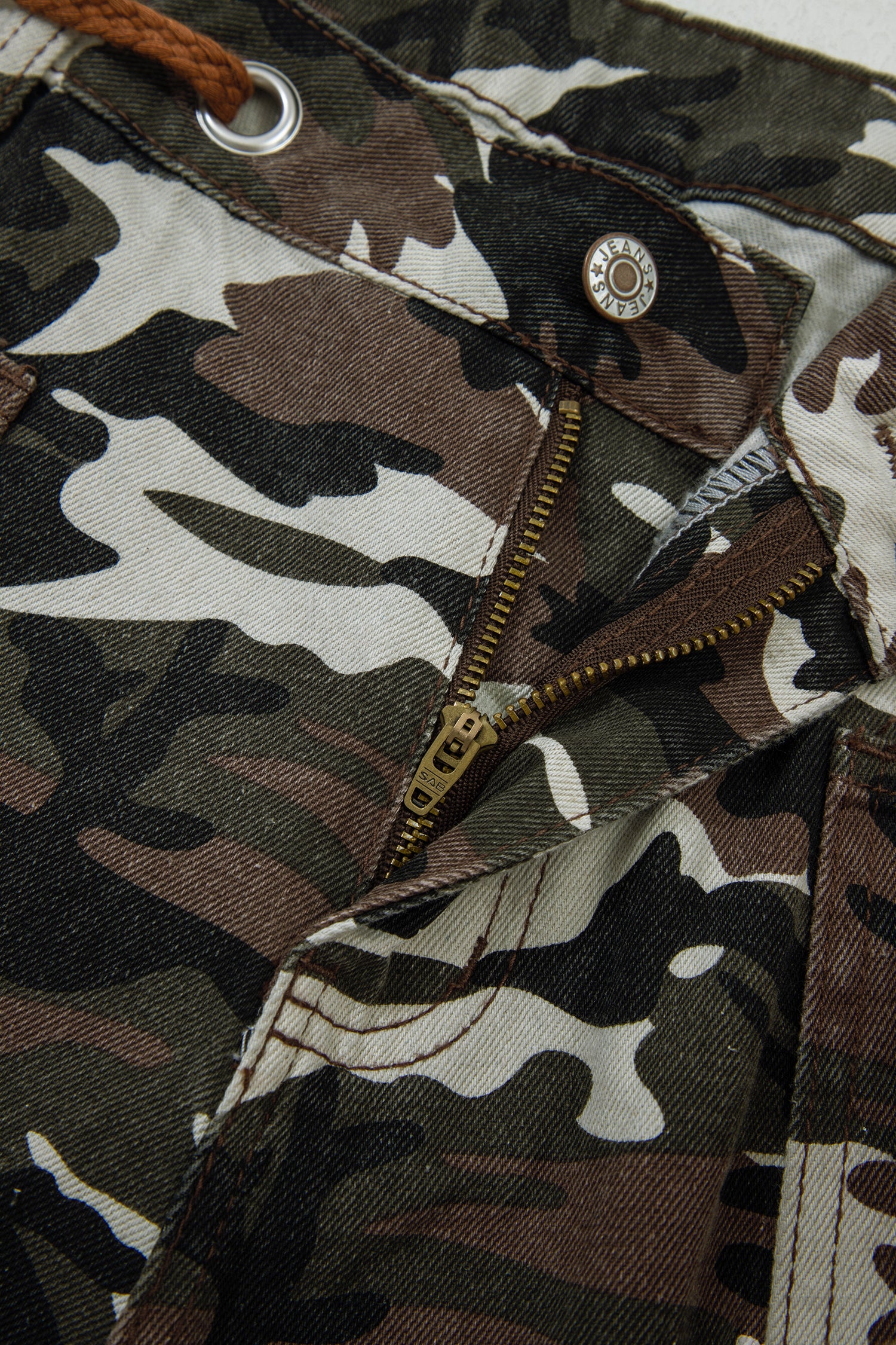 Green Camouflage Print Splashed Distressed Loose Denim Pants-Bottoms/Pants & Culotte-[Adult]-[Female]-2022 Online Blue Zone Planet