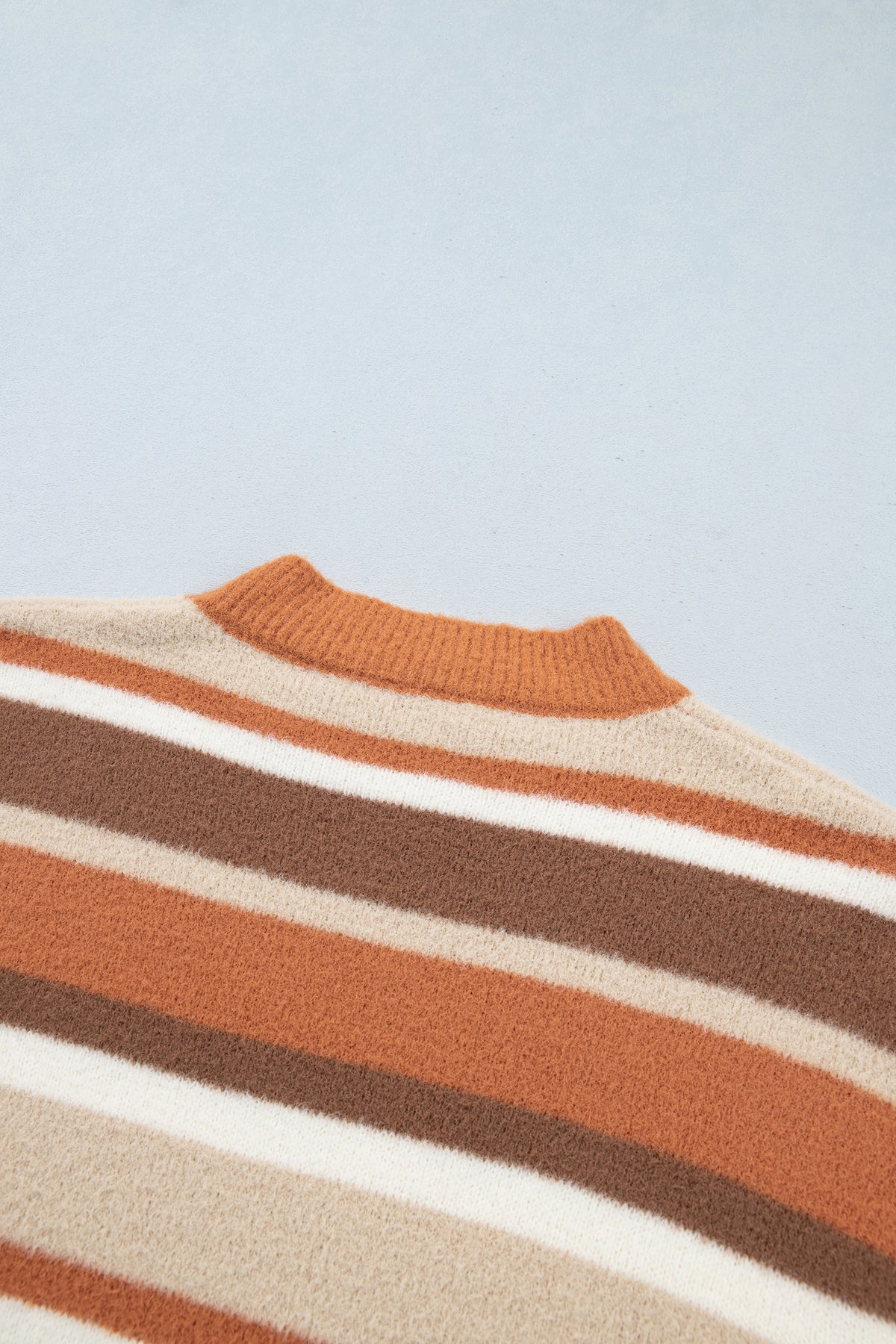 Orange Stripe Dropped Shoulder Loose Pullover Sweater-TOPS / DRESSES-[Adult]-[Female]-2022 Online Blue Zone Planet